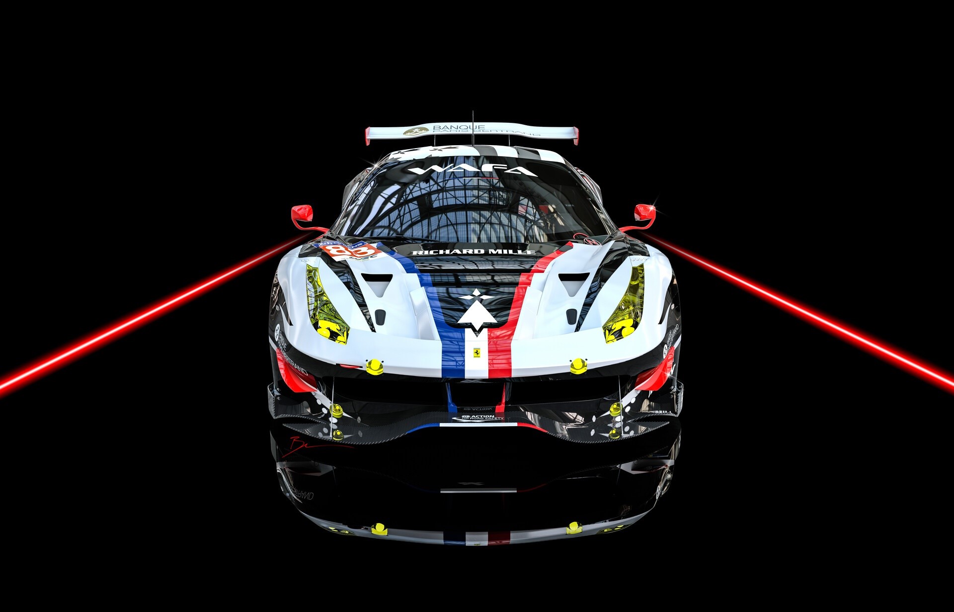 Ferrari race car with red laser beams HD Wallpaper