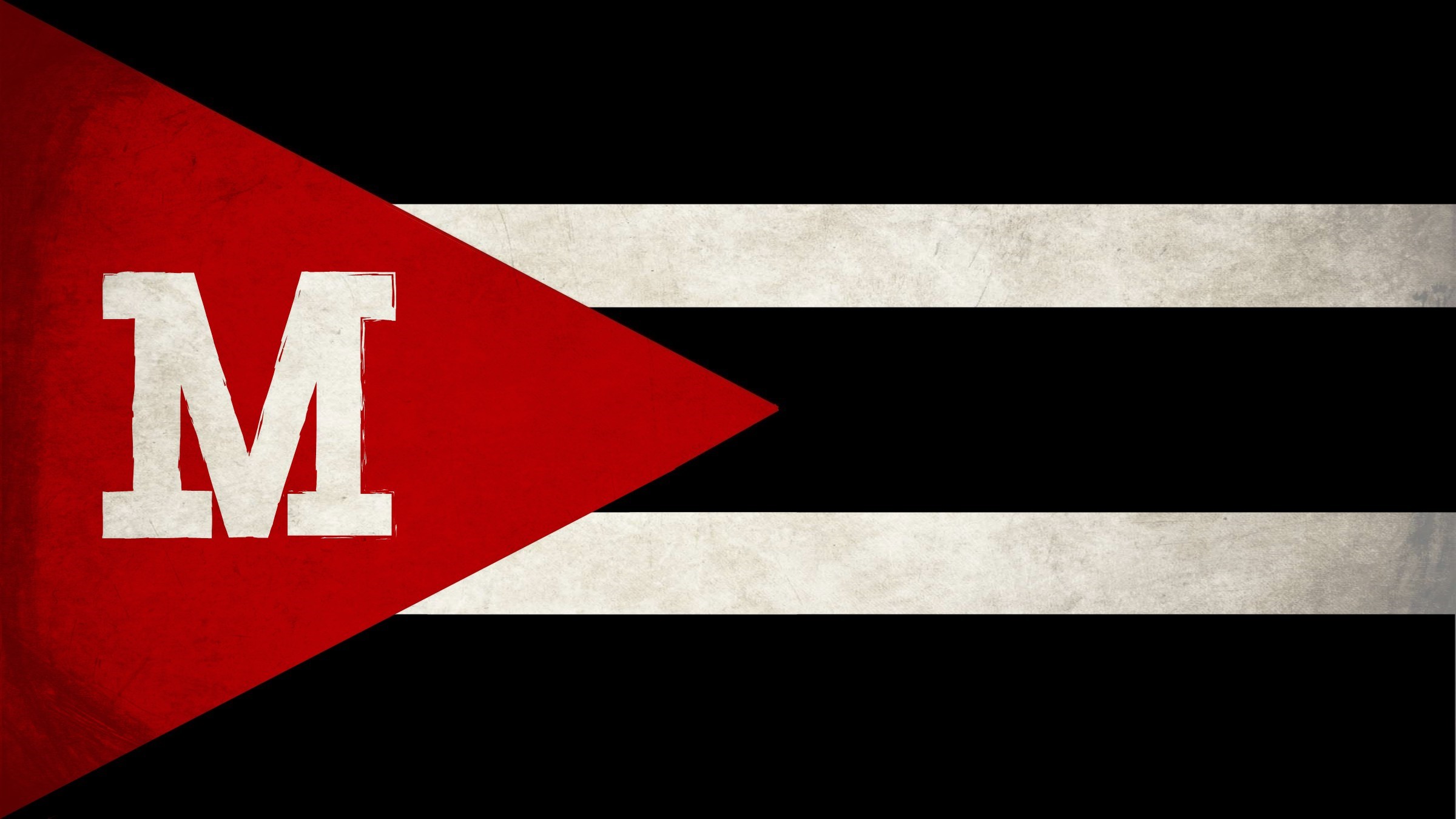 Flag with red triangle and letter M HD Wallpaper