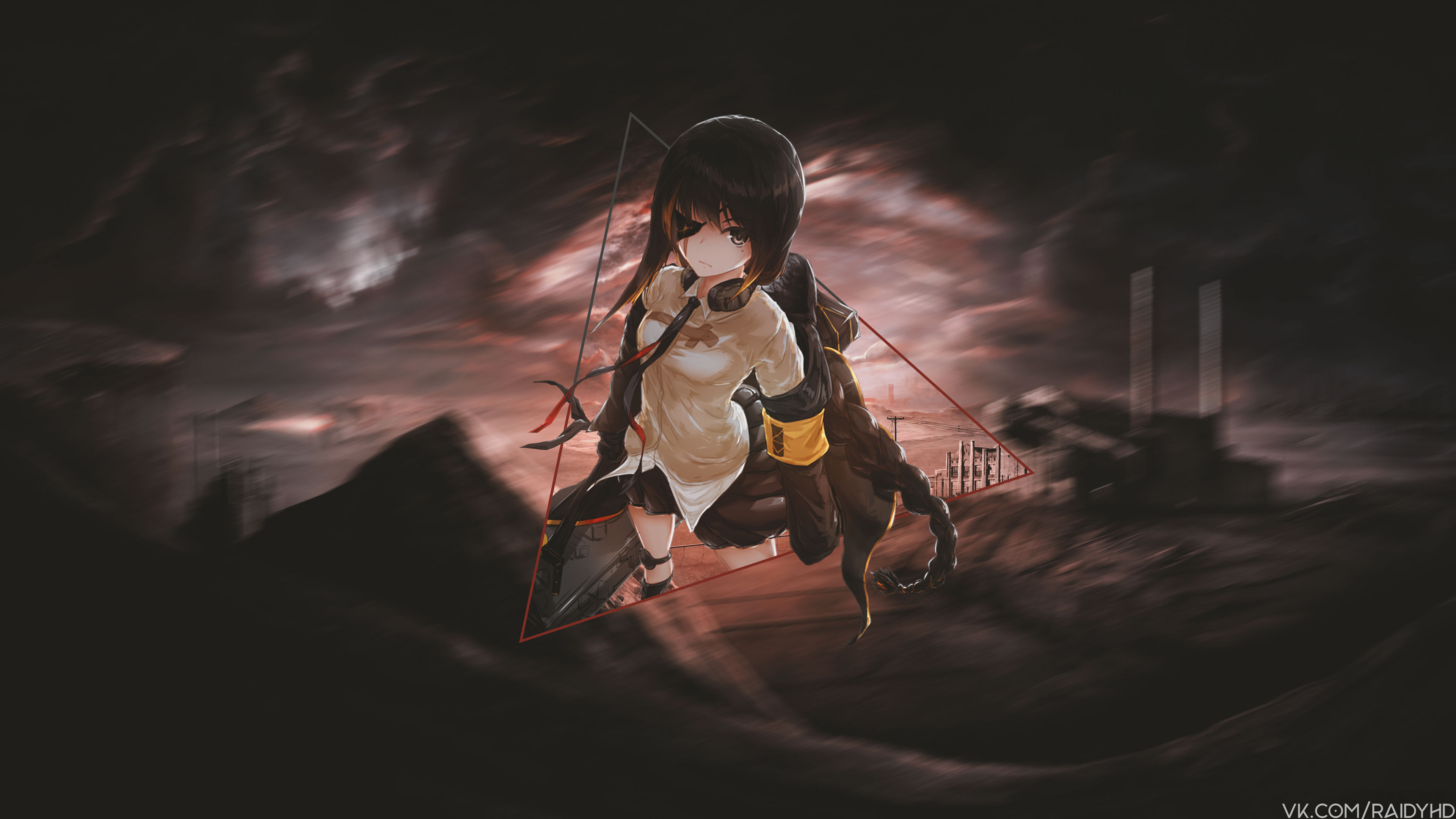 Anime girl from Girls Frontline in a desolate landscape HD Wallpaper