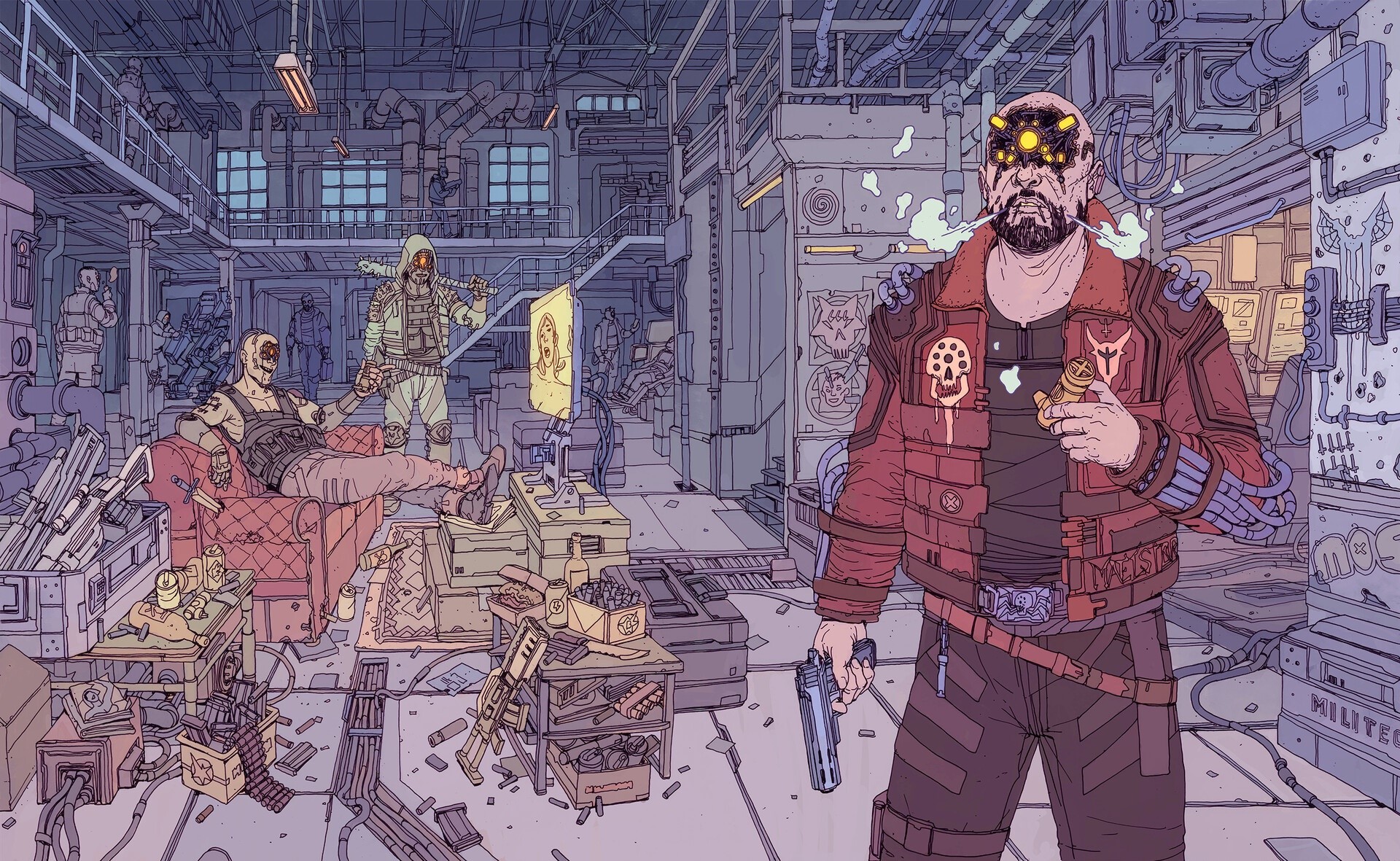 Cyberpunk 2077 artwork of a futuristic industrial interior HD Wallpaper