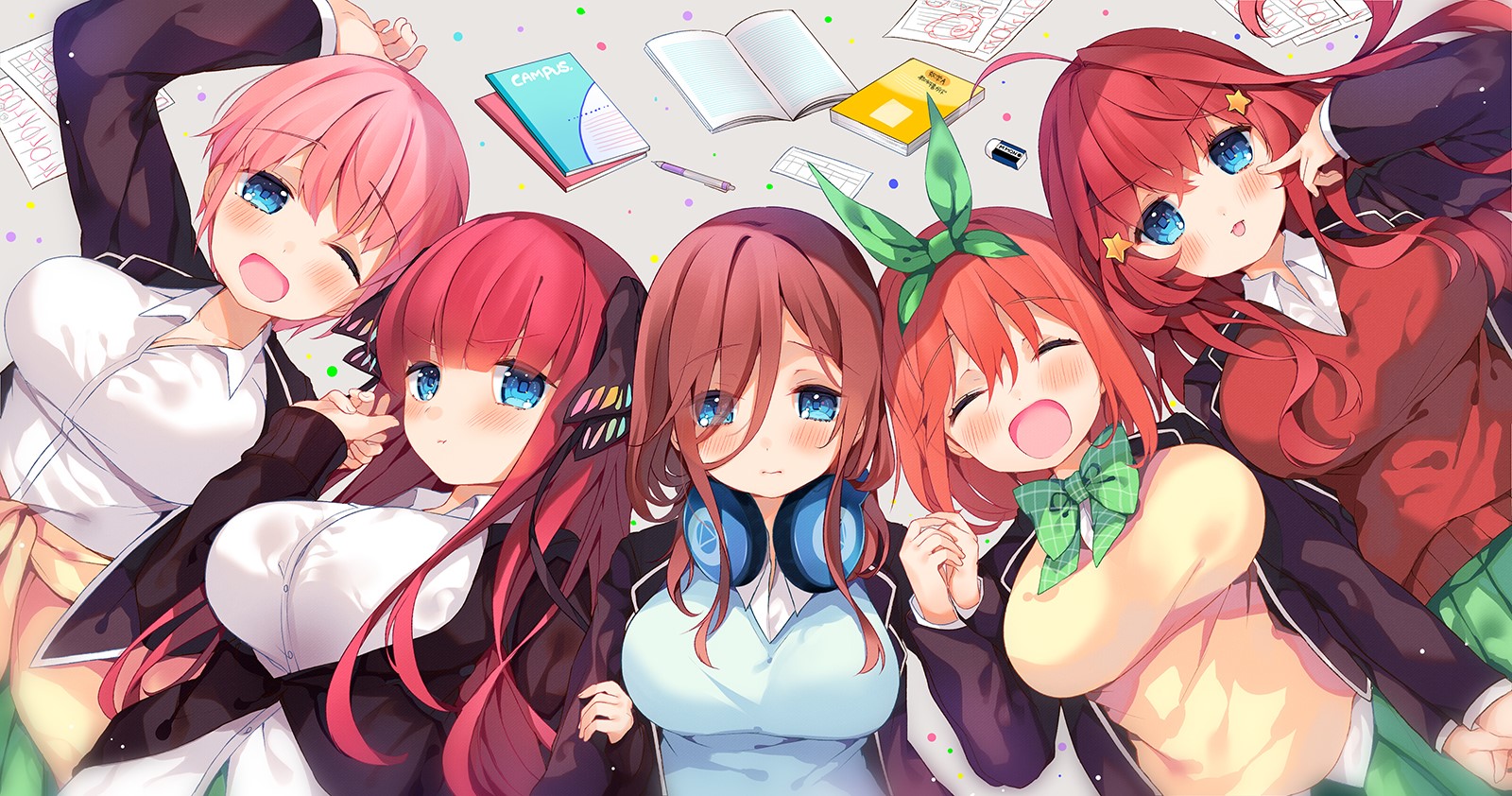 Nakano Quintuplets Anime Girls Portrait HD Wallpaper