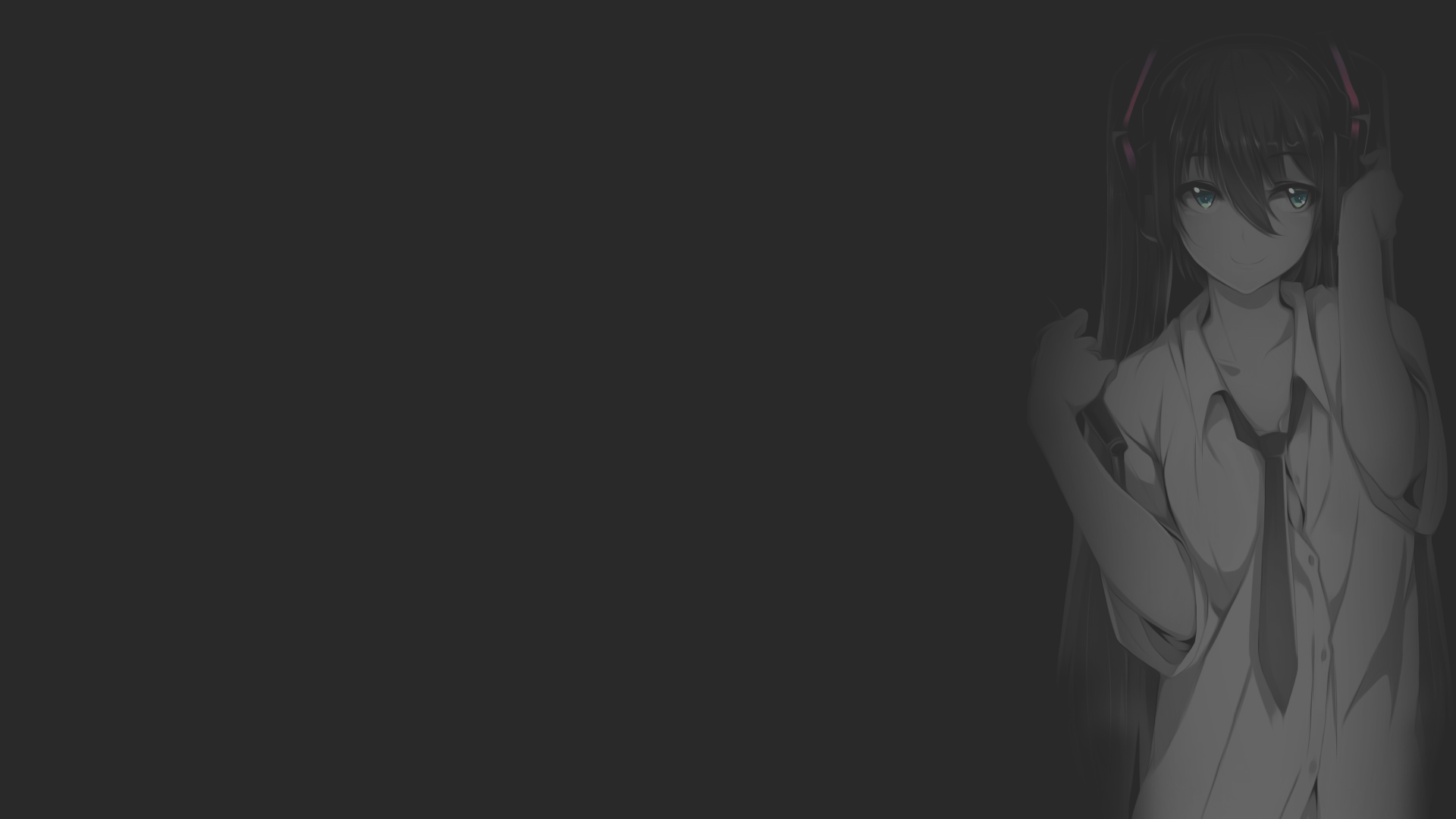 Hatsune Miku from Vocaloid with headphones HD Wallpaper