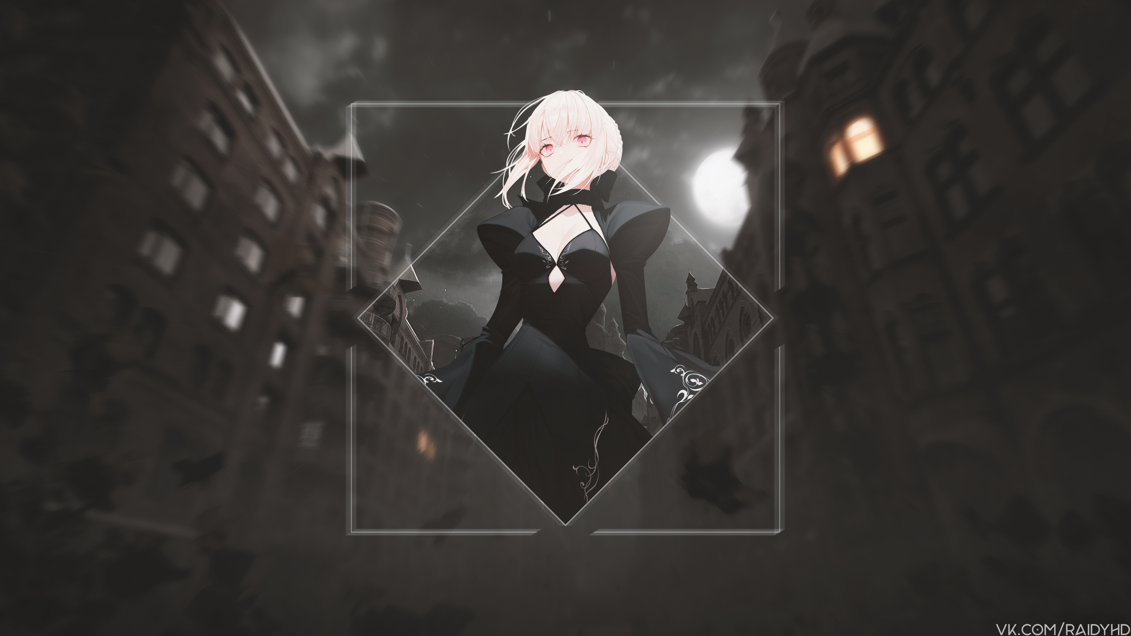 Saber from Fate Series in a black dress HD Wallpaper