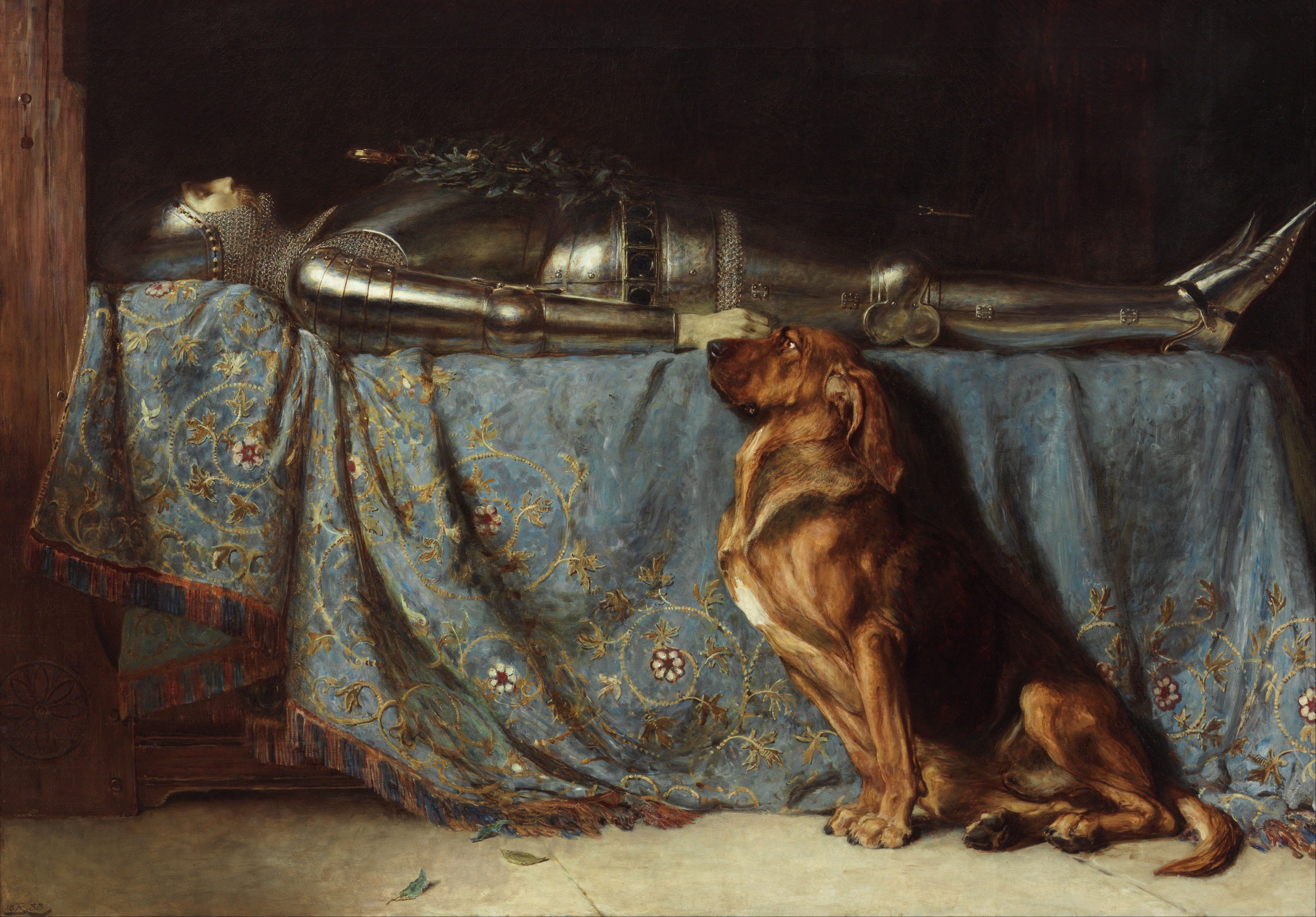 Knight in Armor with Dog HD Wallpaper