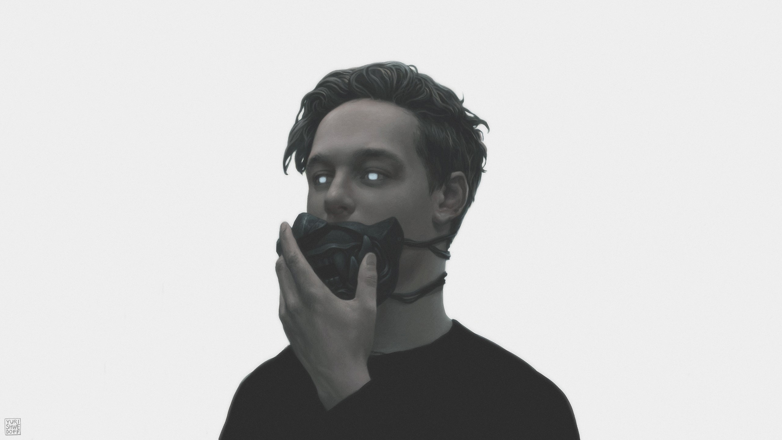 Man with glowing eyes wearing a mask HD Wallpaper