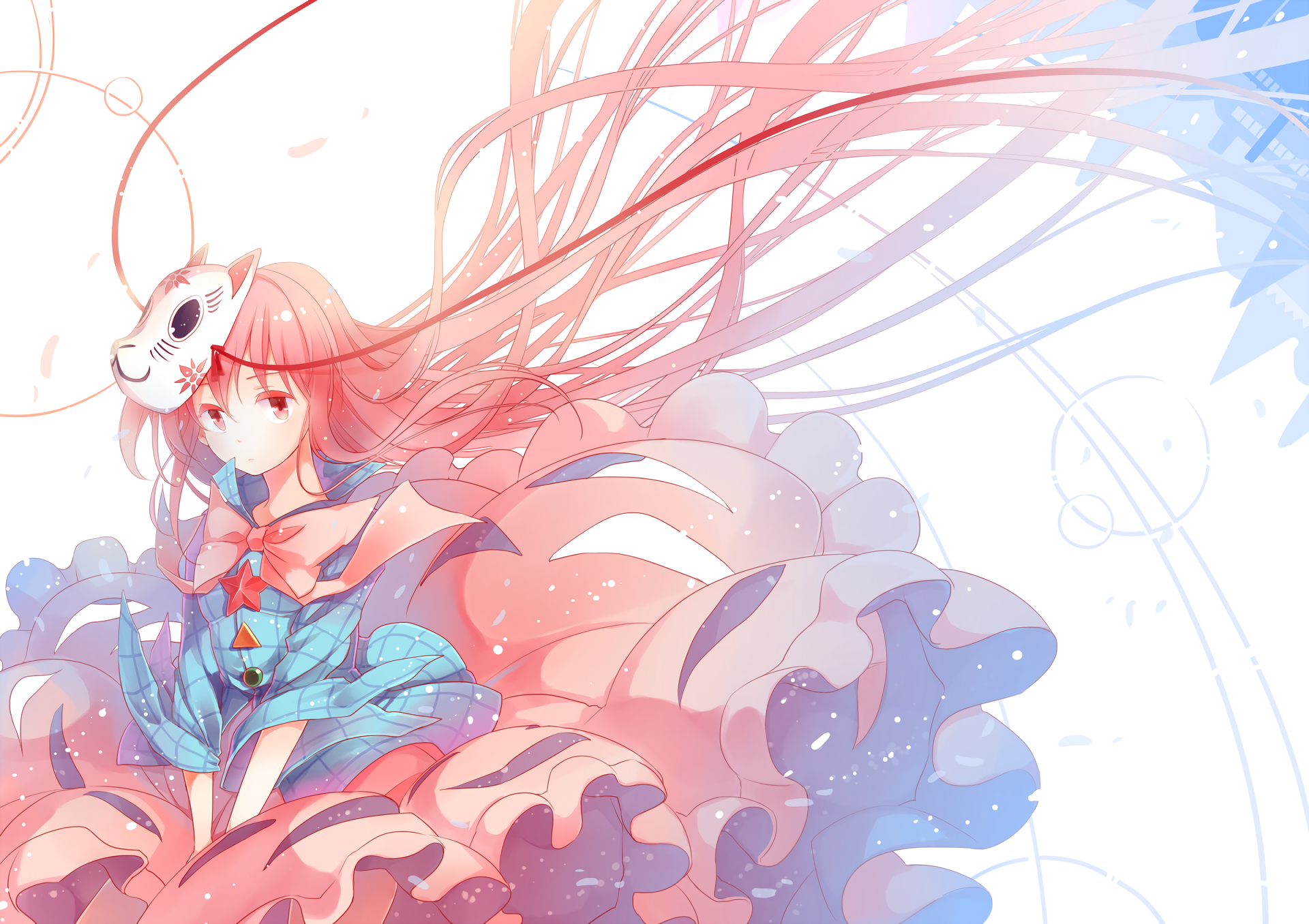 Anime girl with pink hair wearing a mask HD Wallpaper