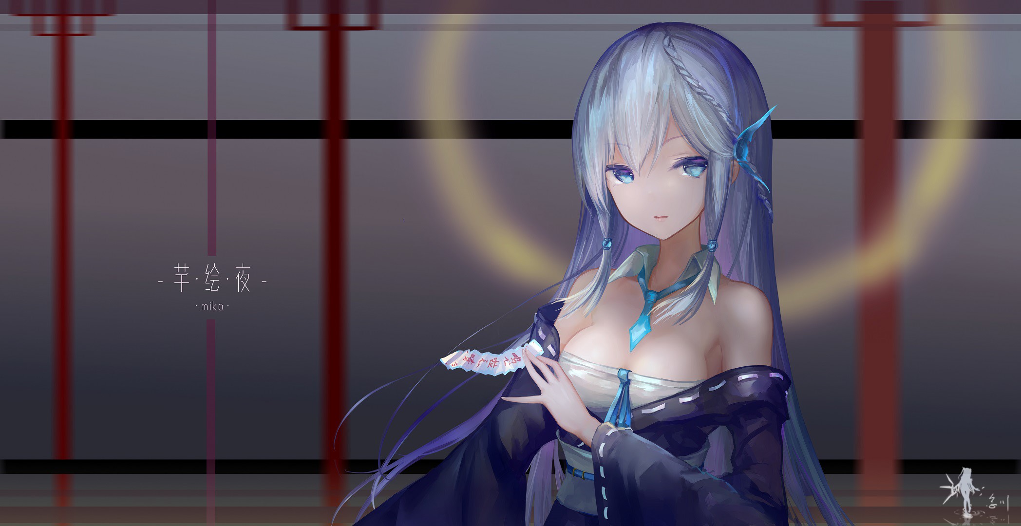 Anime girl with blue eyes and white hair HD Wallpaper