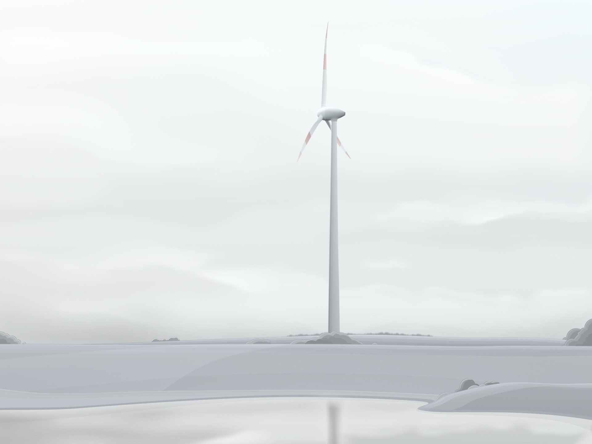 Windmill in a misty landscape HD Wallpaper