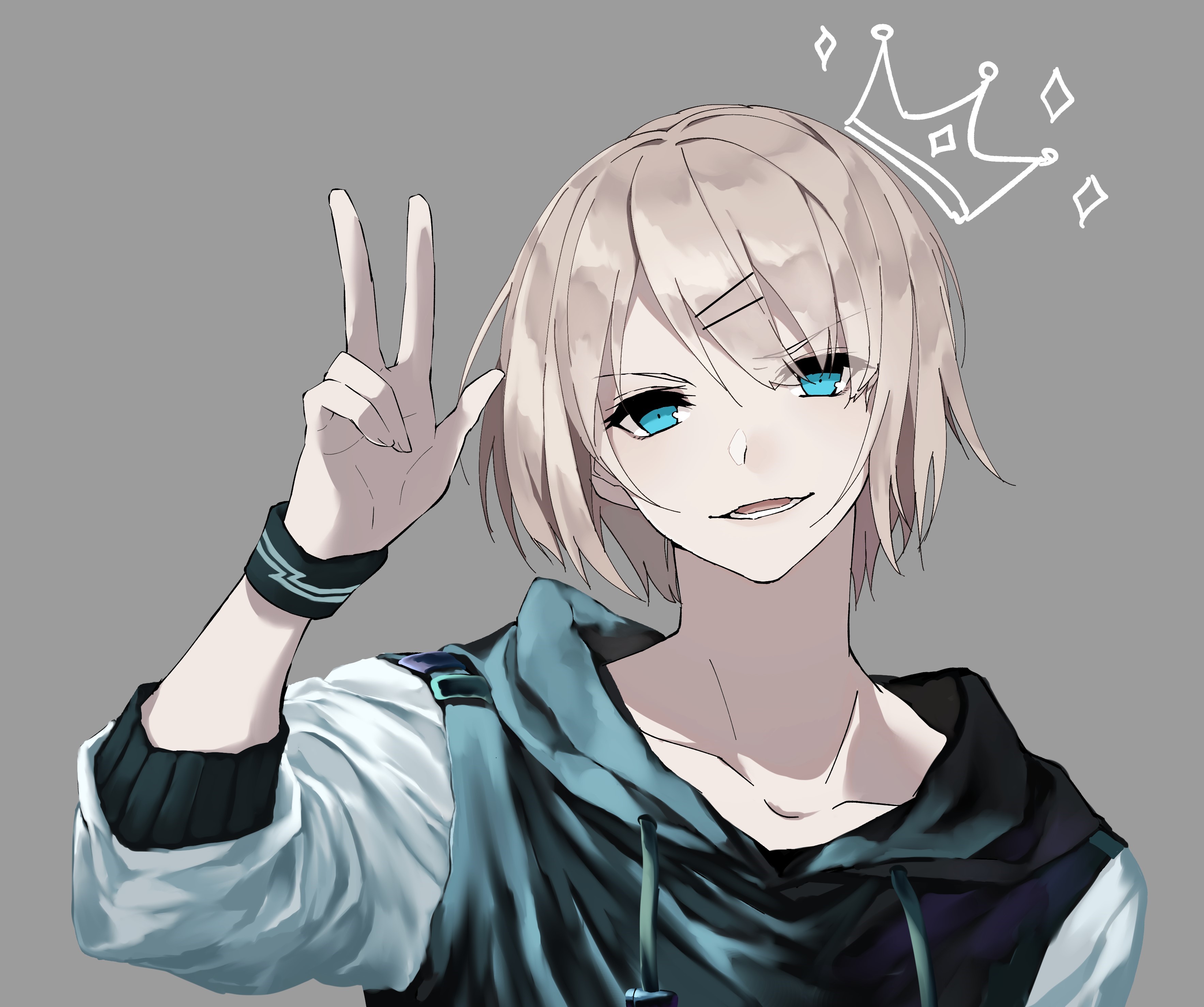 Anime character with blue eyes and blonde hair HD Wallpaper
