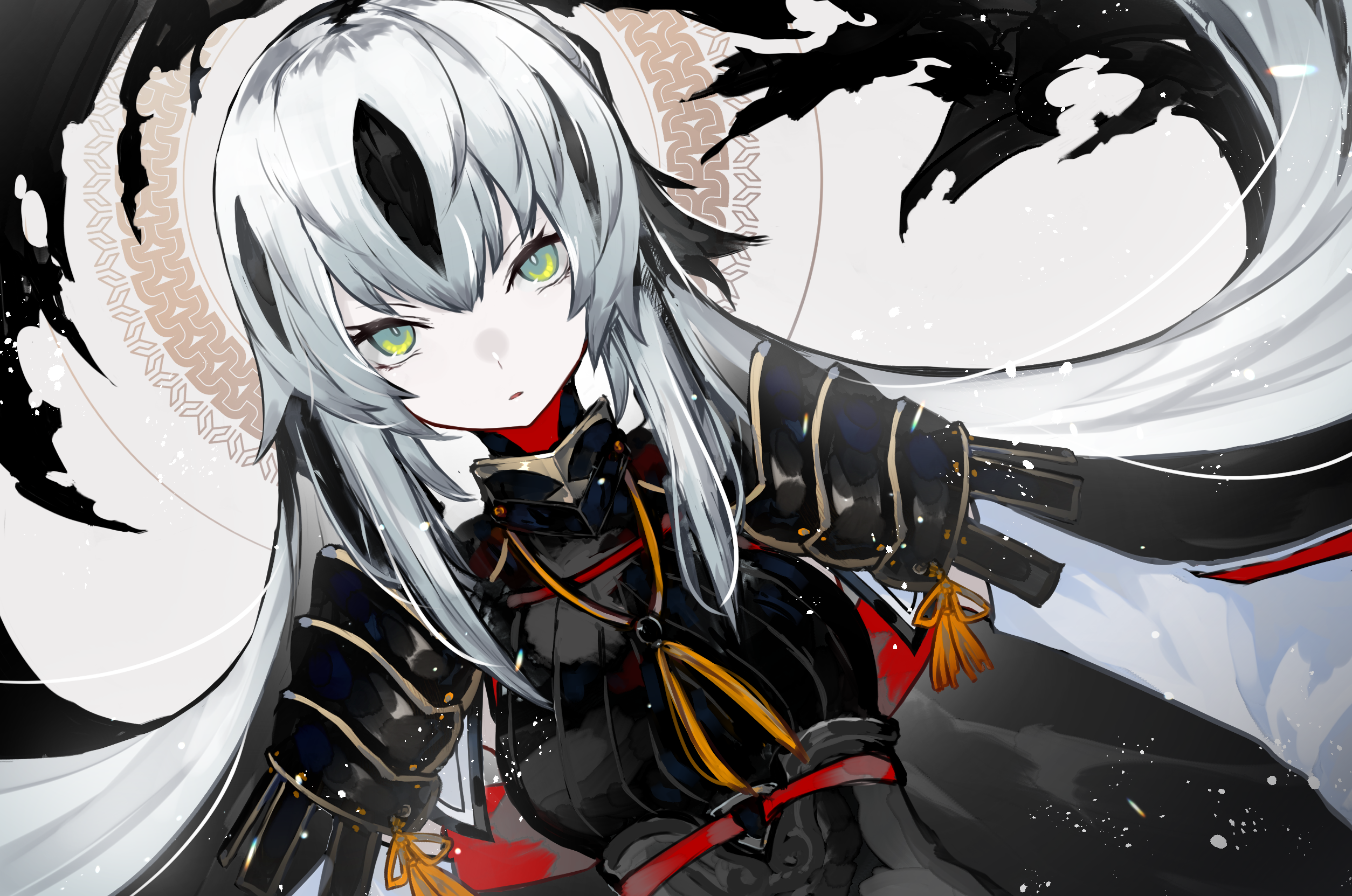 Anime girl with white hair and green eyes from Fate/Grand Order HD Wallpaper