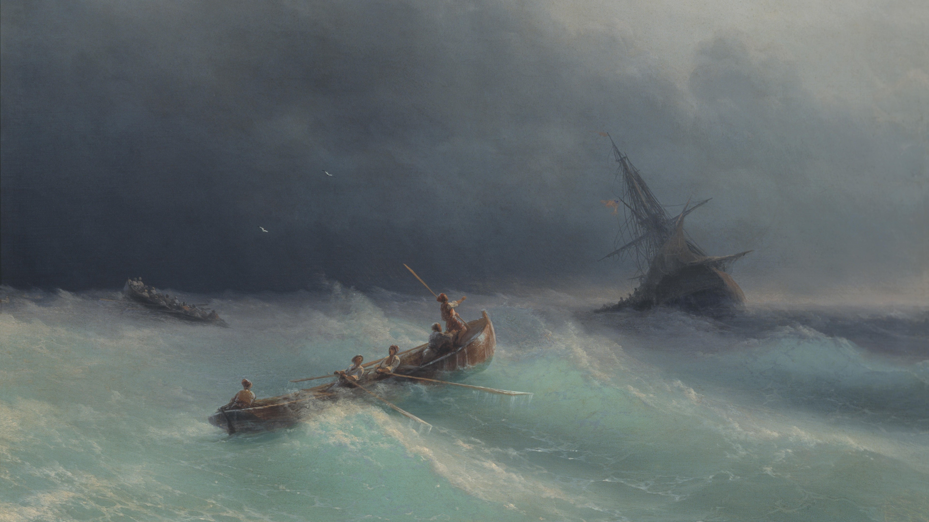 Shipwreck in a Storm by Ivan Aivazovsky HD Wallpaper
