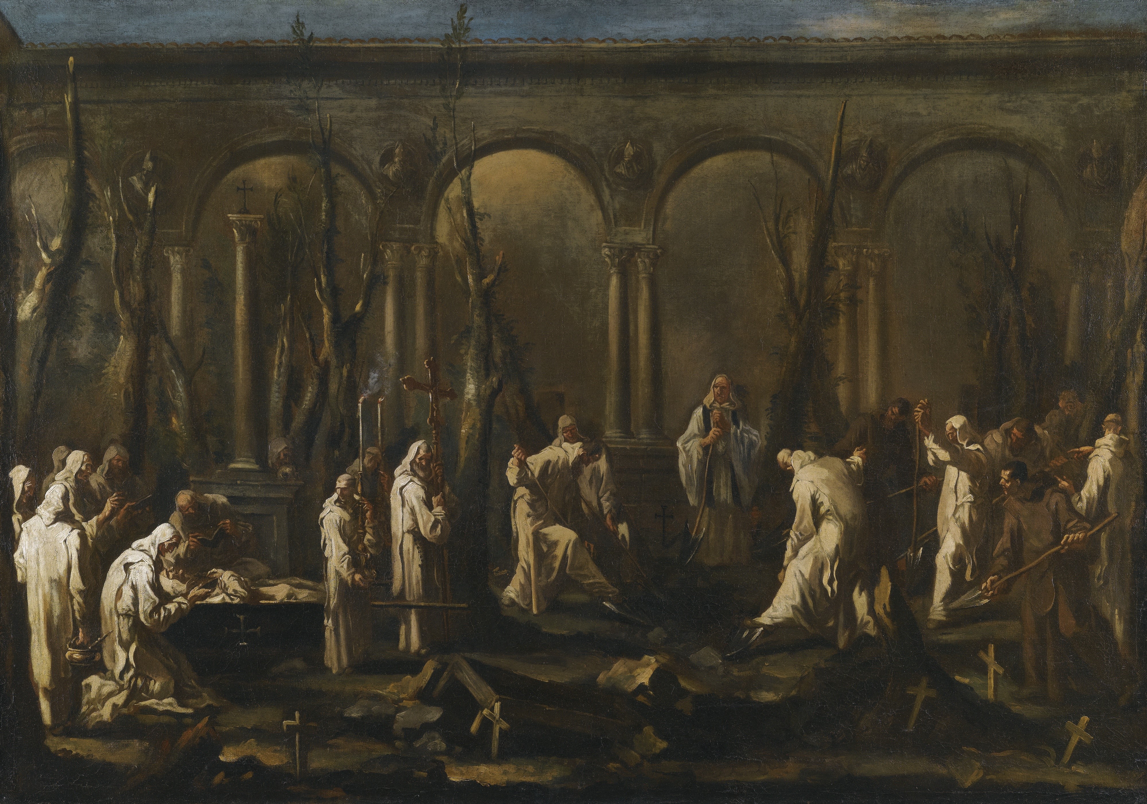 A Monks Burial by Alessandro Magnasco HD Wallpaper