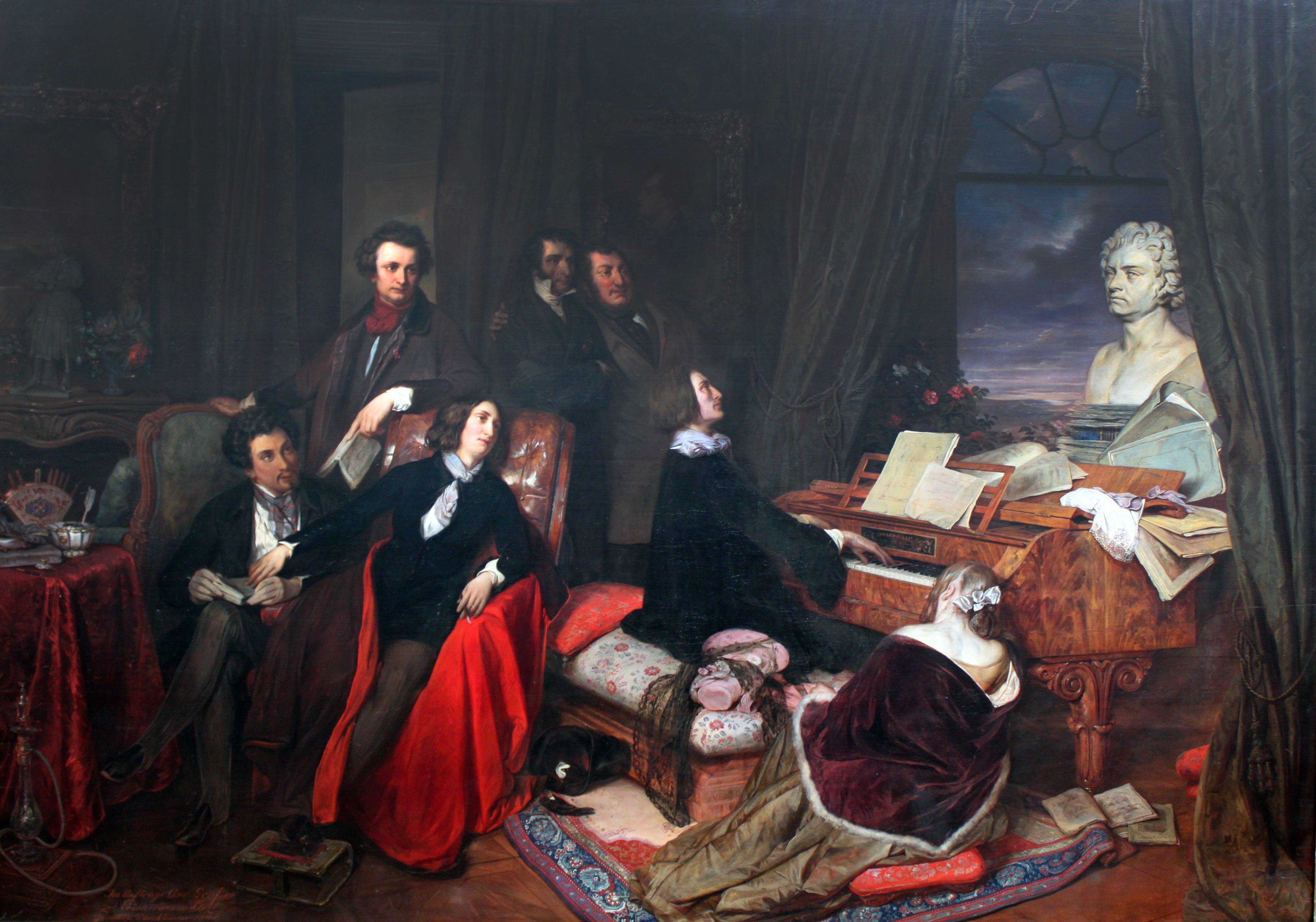 Franz Liszt at the Piano with Companions HD Wallpaper