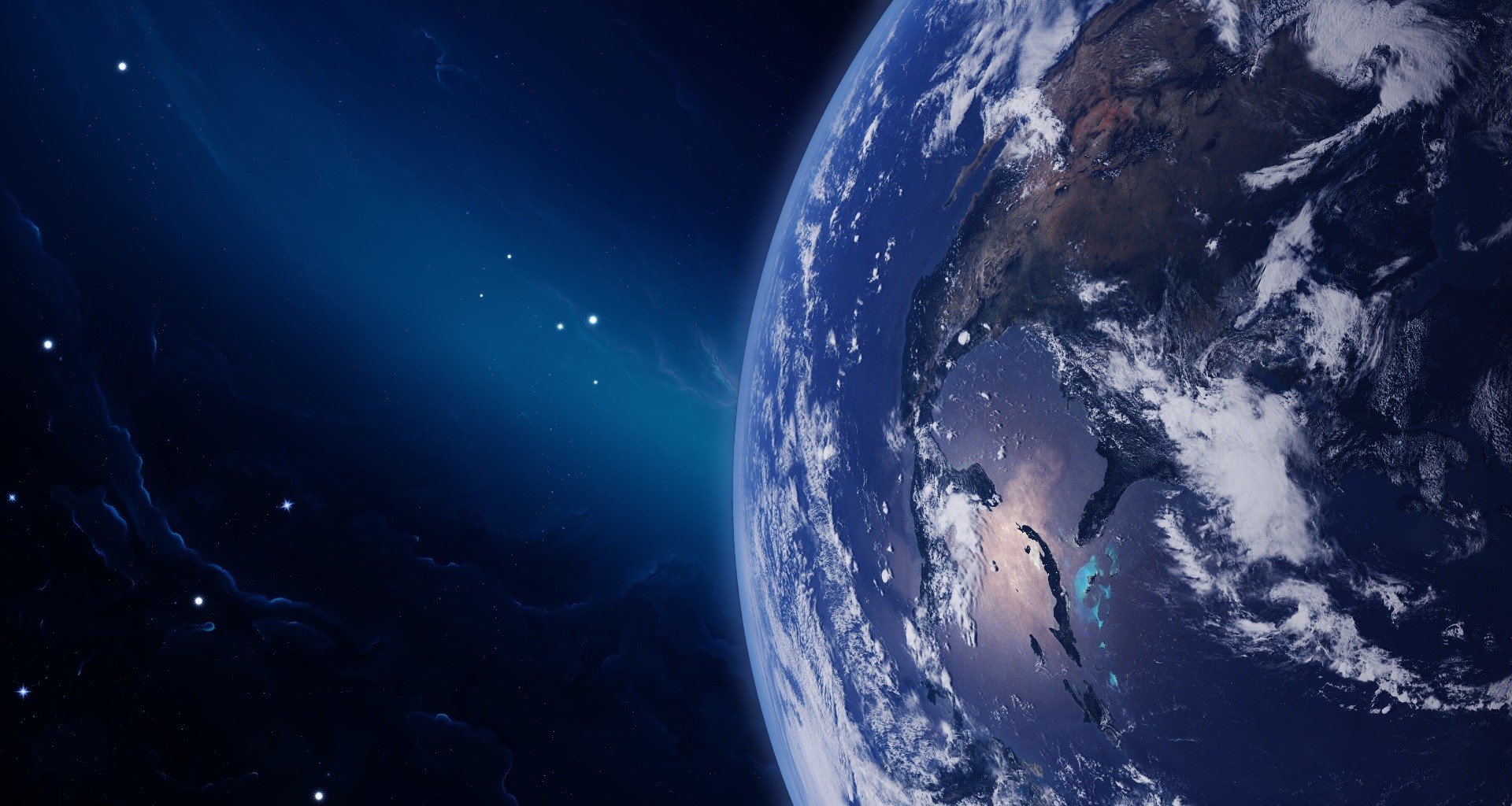 Earth from space with stars and nebula HD Wallpaper
