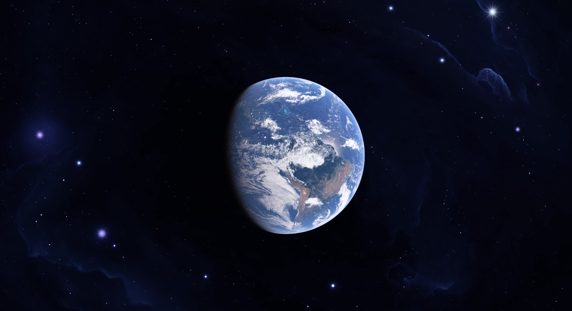 Earth in space with stars and nebulae HD Wallpaper