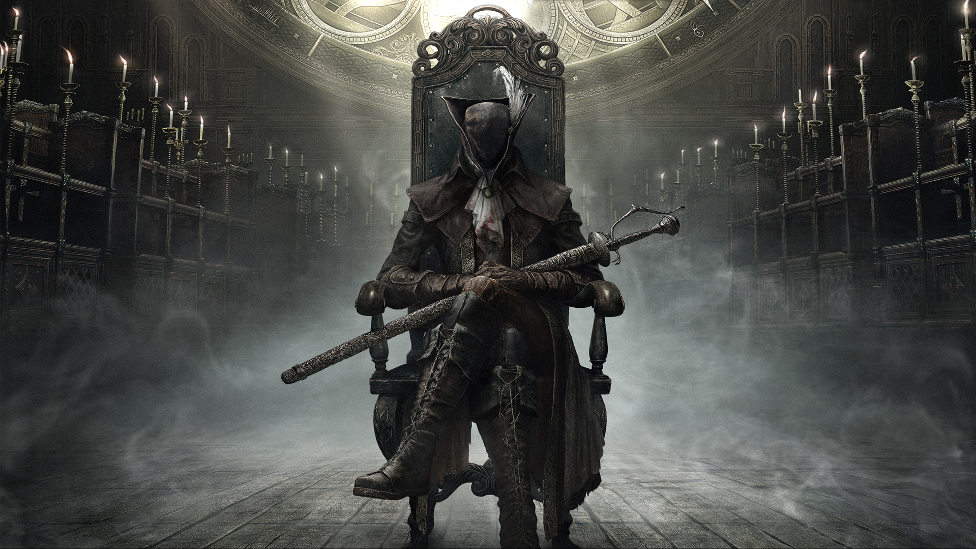 Lady Maria from Bloodborne sitting on a throne with a sword HD Wallpaper