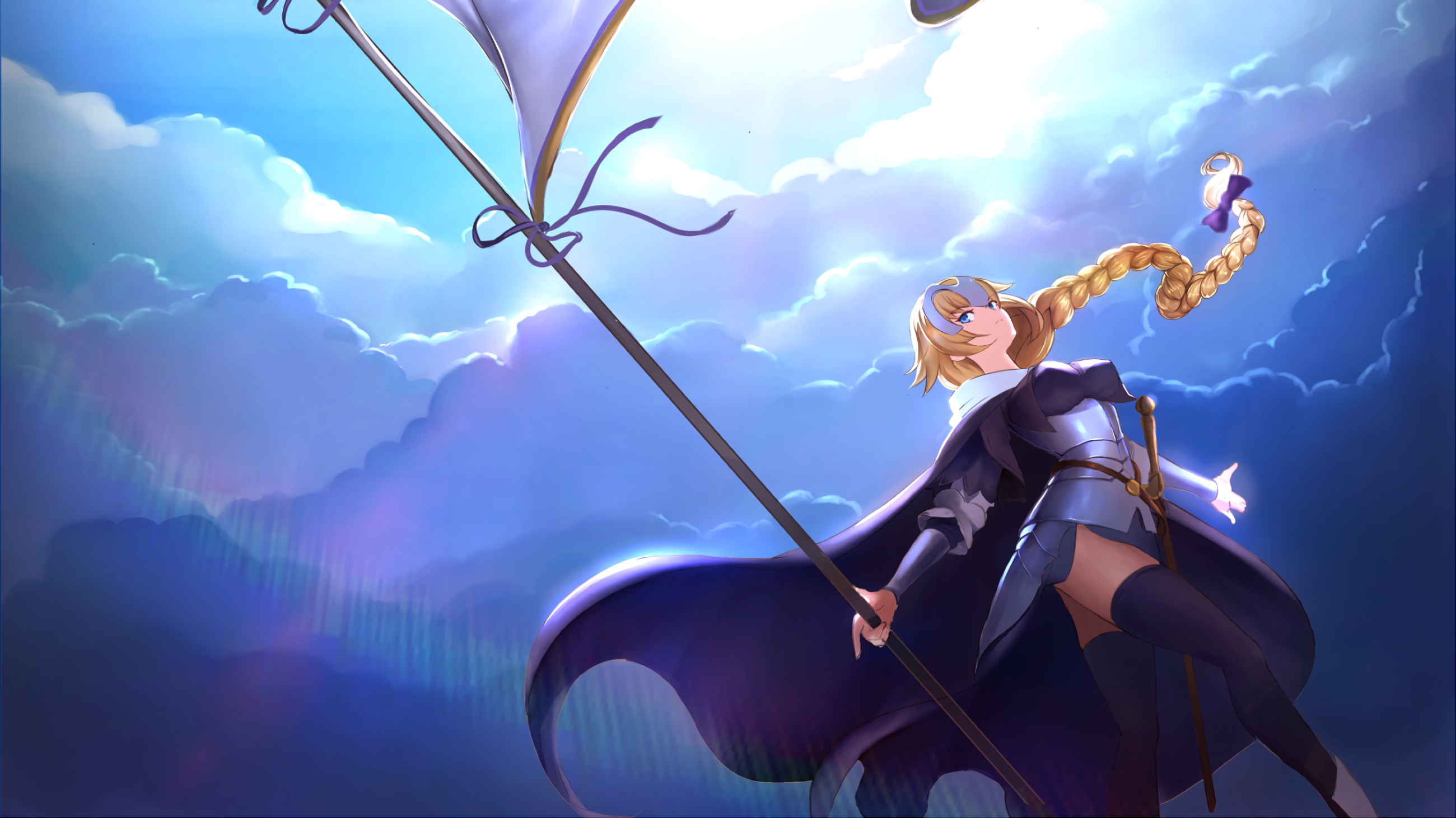 Jeanne d'Arc from Fate/Grand Order holding a banner HD Wallpaper