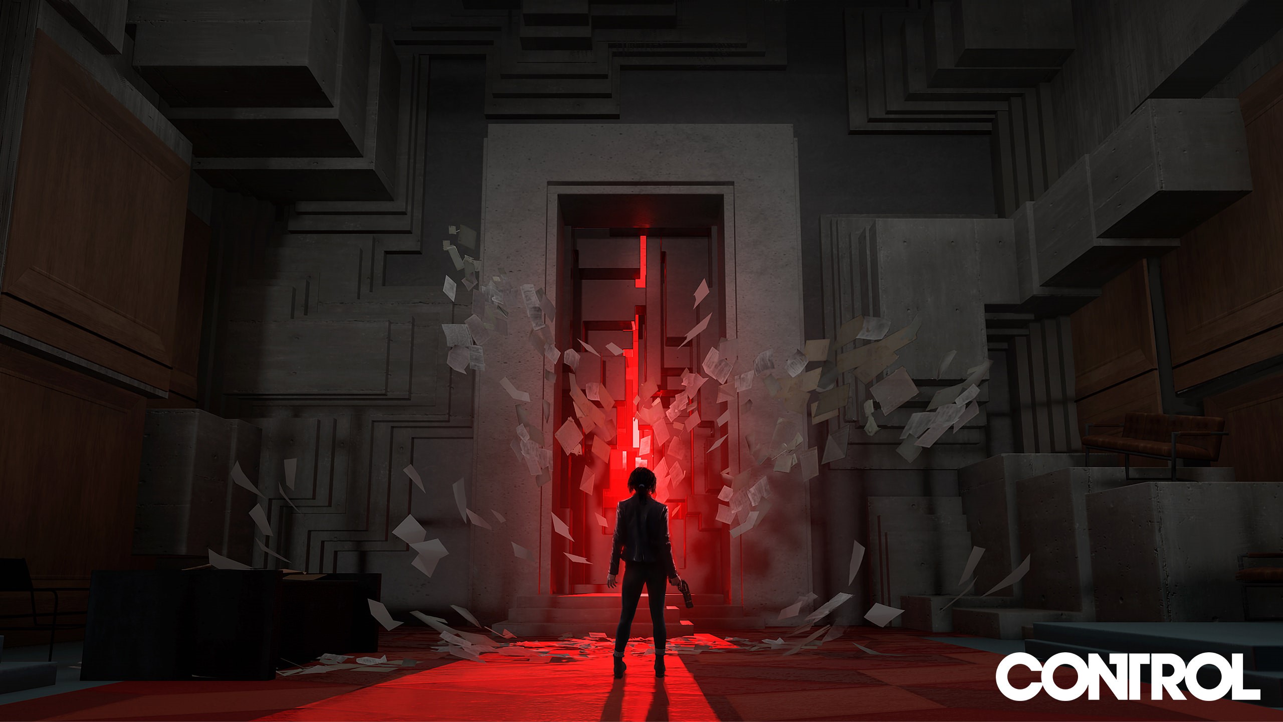 Jesse Faden from Control in a red room HD Wallpaper