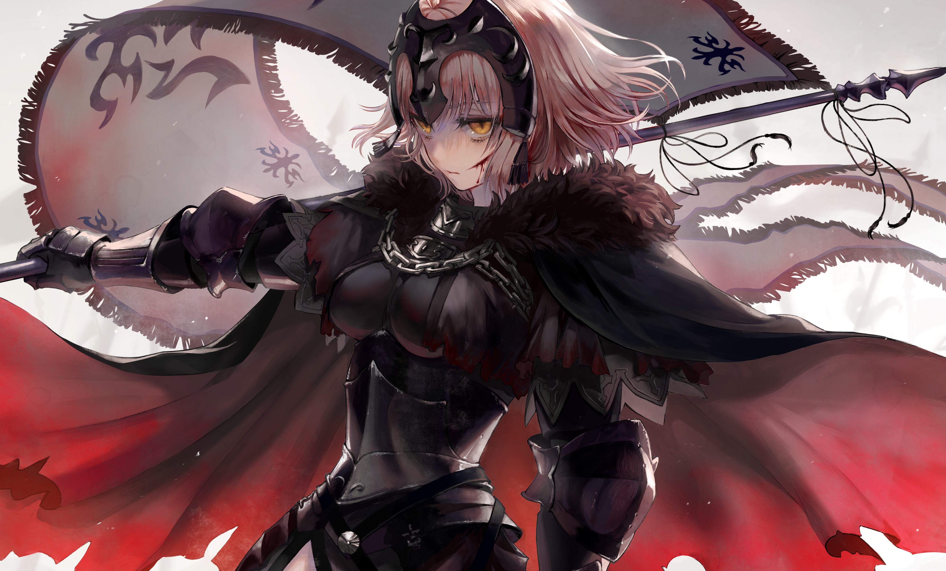 Jeanne d'Arc (Alter) from Fate Series holding a banner HD Wallpaper