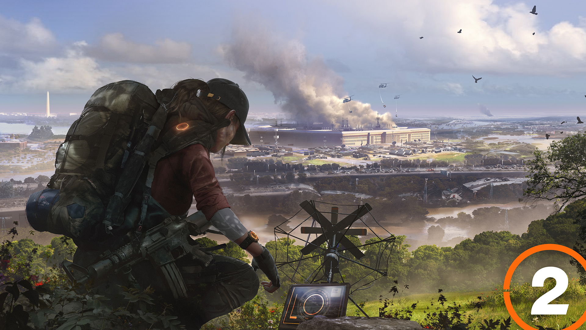 Agent from Tom Clancy's The Division 2 overlooking Washington D.C. HD Wallpaper