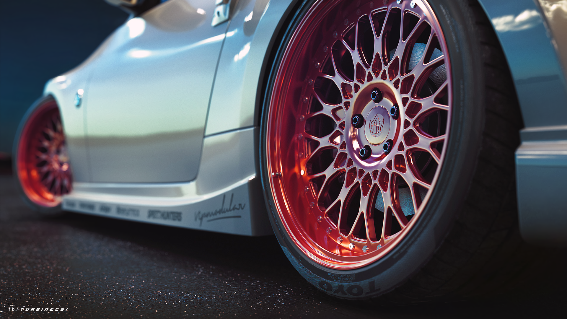 Nissan 350Z with custom red rims HD Wallpaper