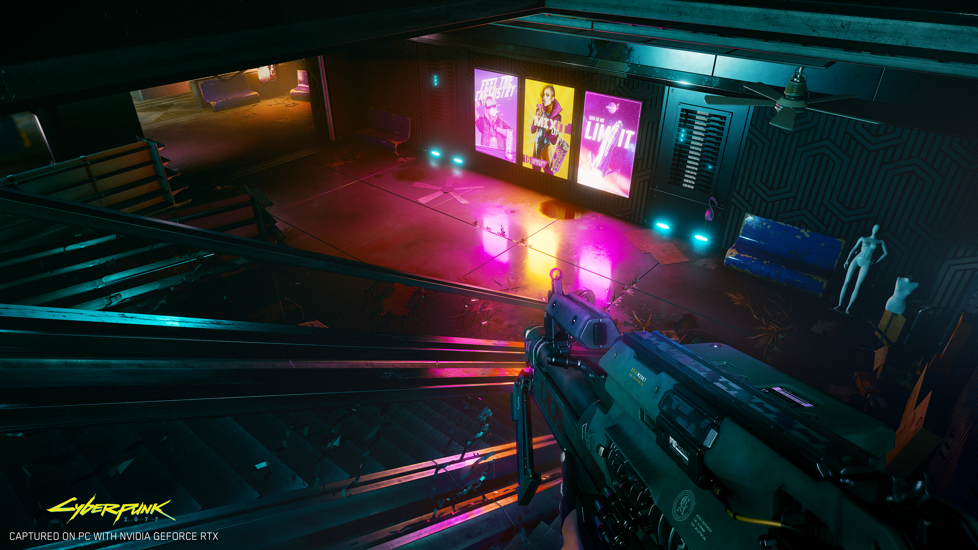 Cyberpunk 2077 weapon and posters HD Wallpaper