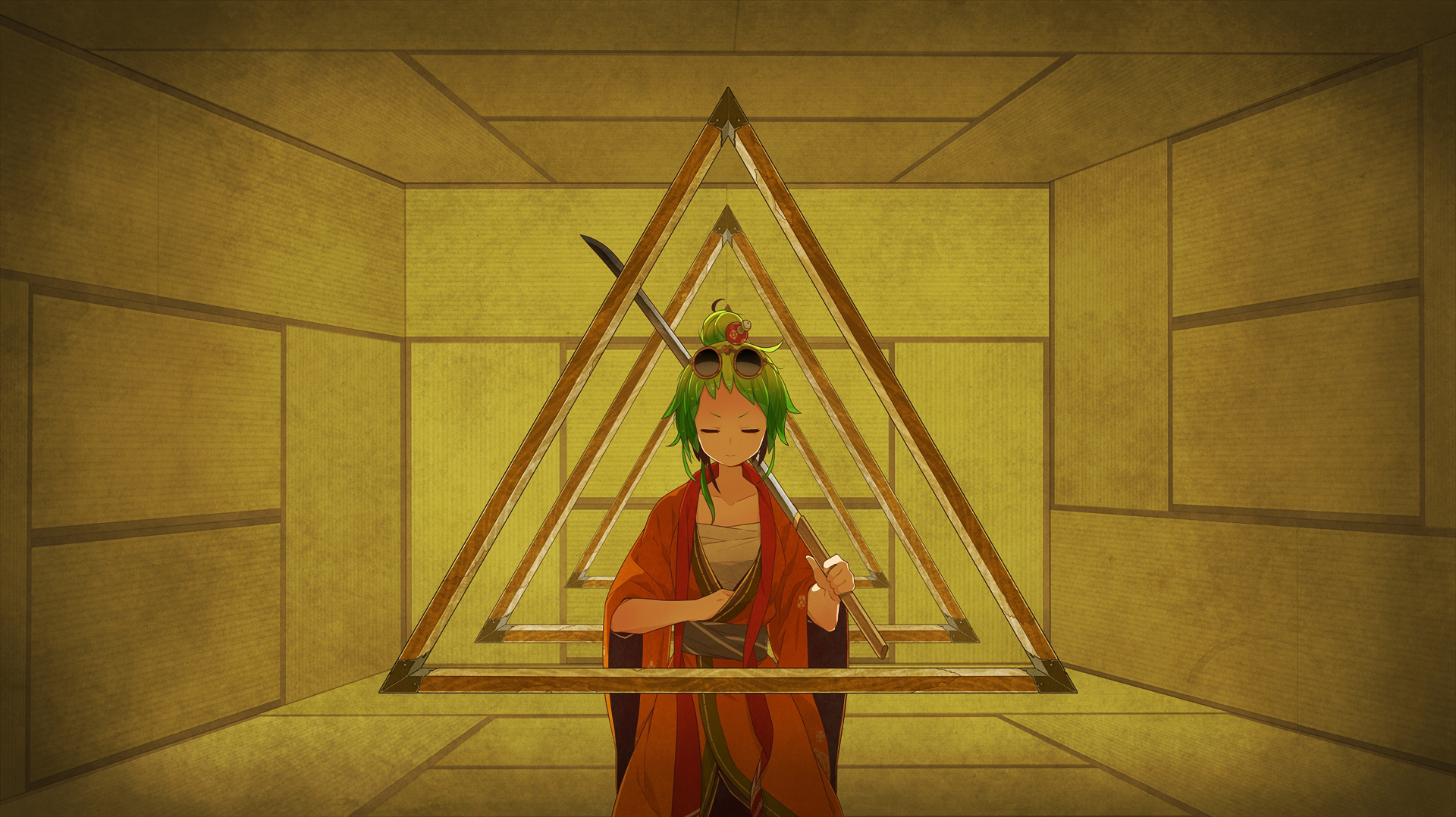 Megpoid Gumi from Vocaloid with Katana HD Wallpaper