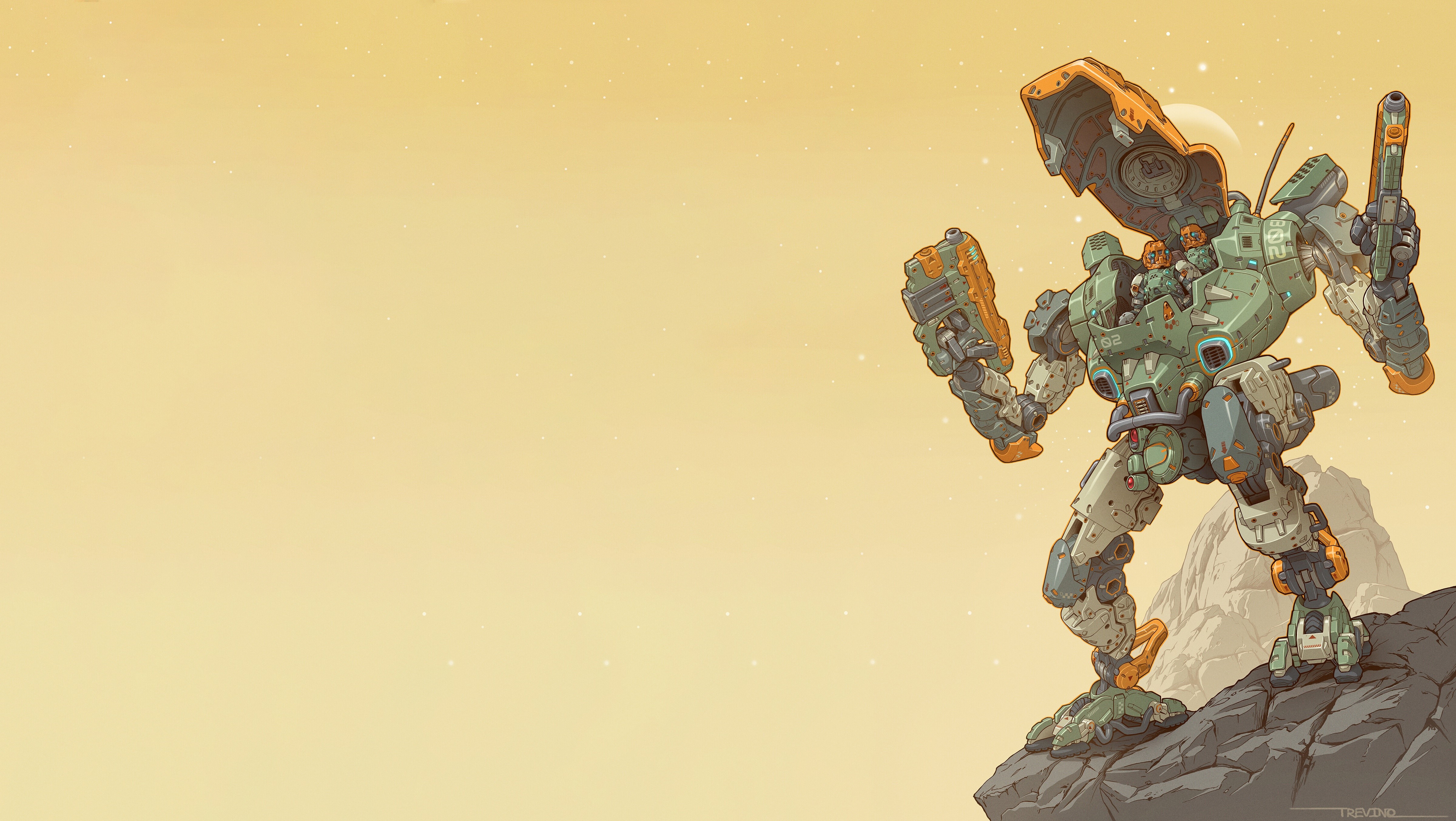 4K Science Fiction Artwork of a Mech with Pilots HD Wallpaper
