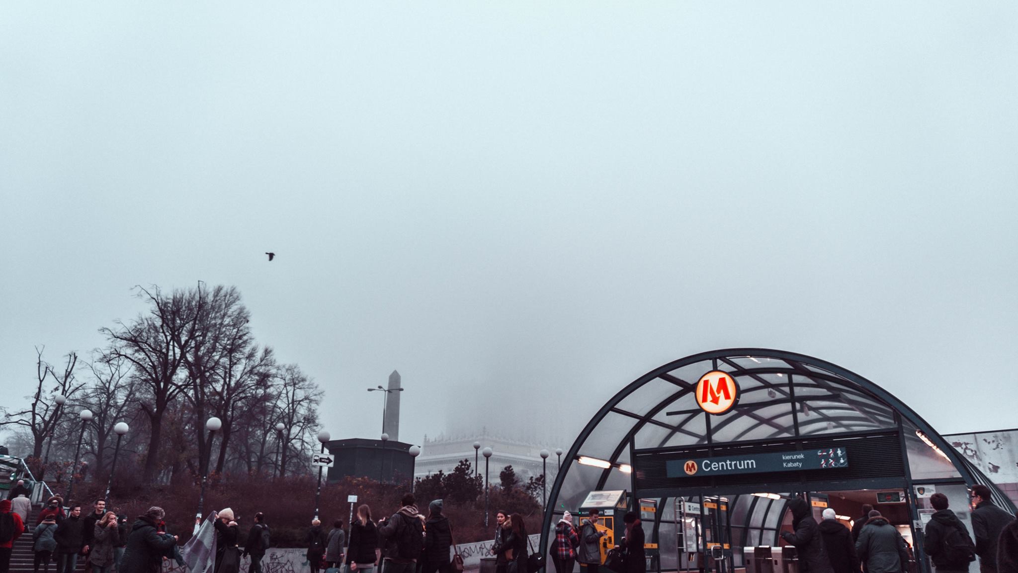 People at Centrum metro station in Warsaw, Poland HD Wallpaper