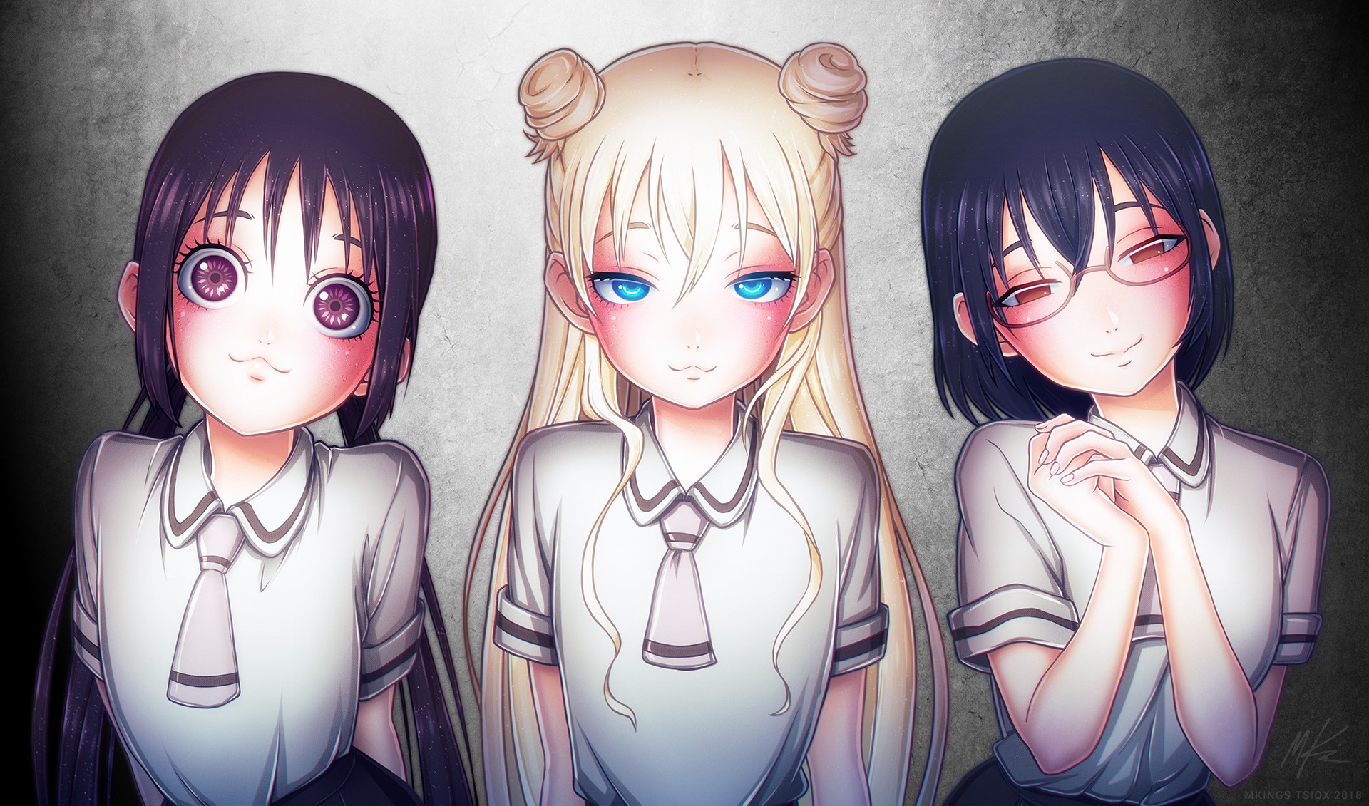 Olivia, Hanako, and Kasumi from Asobi Asobase HD Wallpaper
