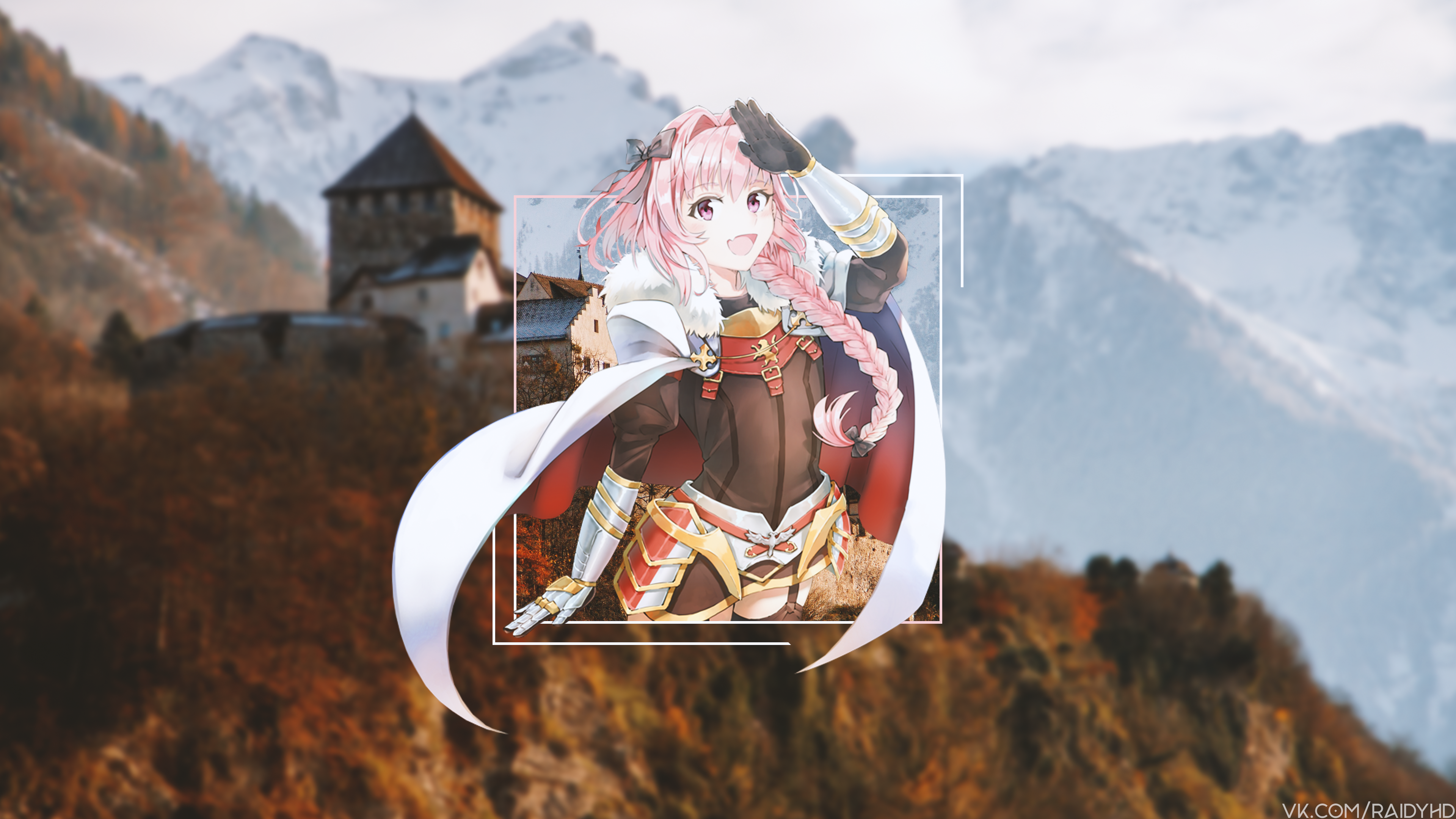 Astolfo from Fate/Grand Order in front of a castle HD Wallpaper