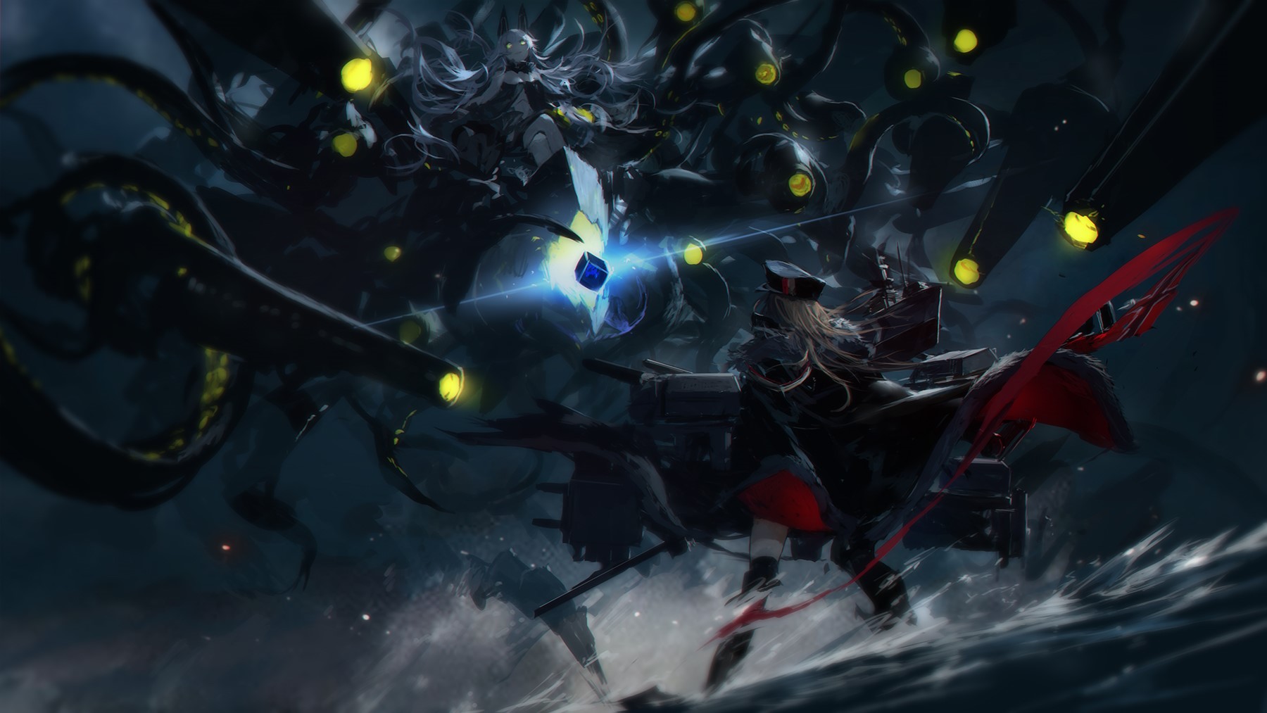 Bismarck and Siren Battle Azur Lane Art HD Wallpaper