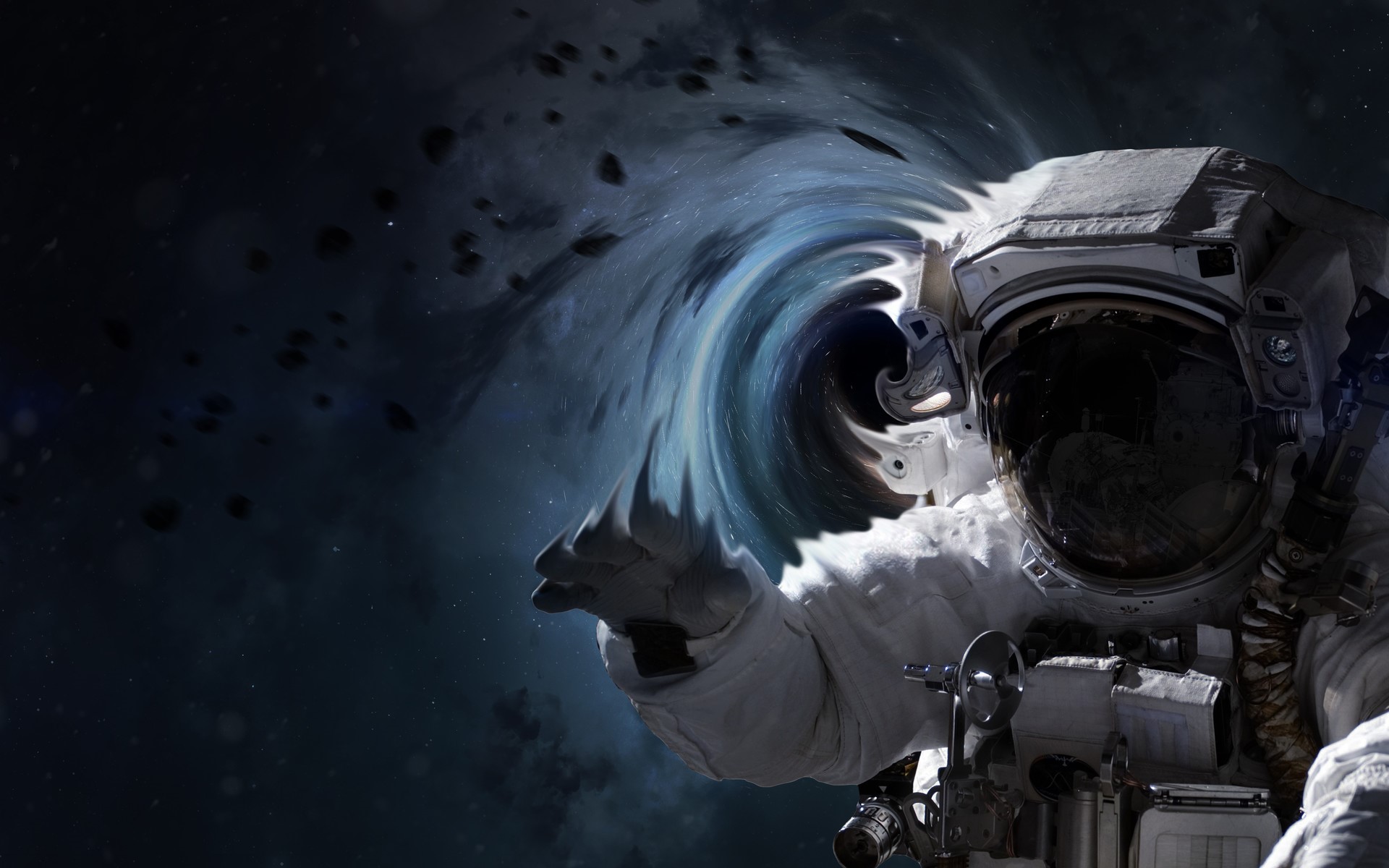 Astronaut near a black hole in space HD Wallpaper