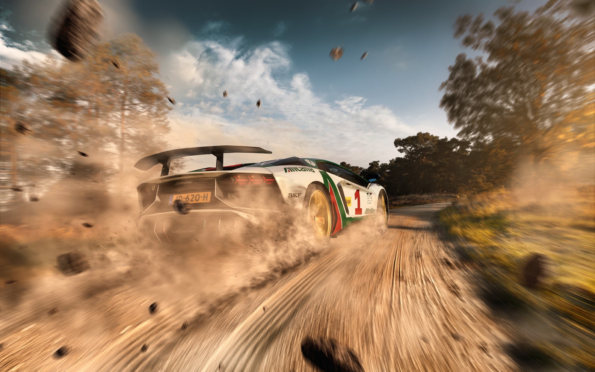 Lamborghini Aventador SVJ on a dirt rally stage HD Wallpaper