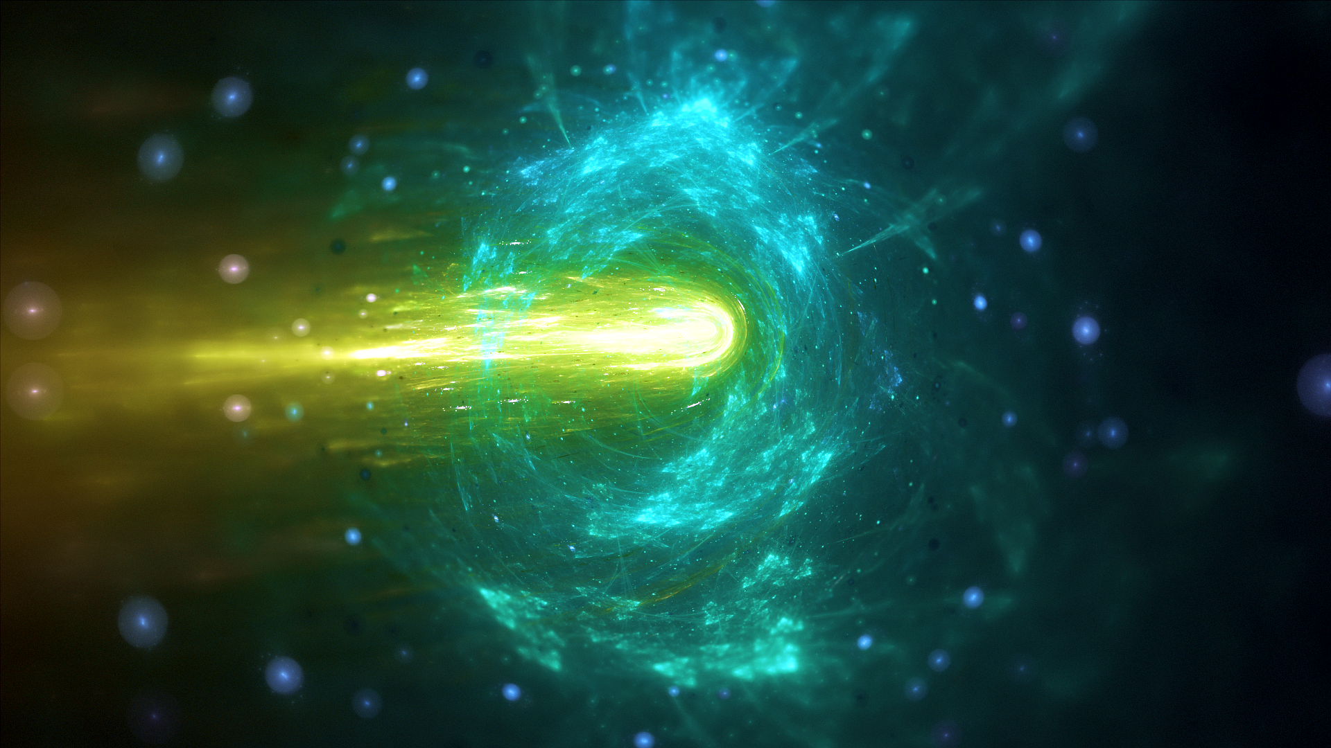 Abstract fractal energy vortex with yellow light streak HD Wallpaper