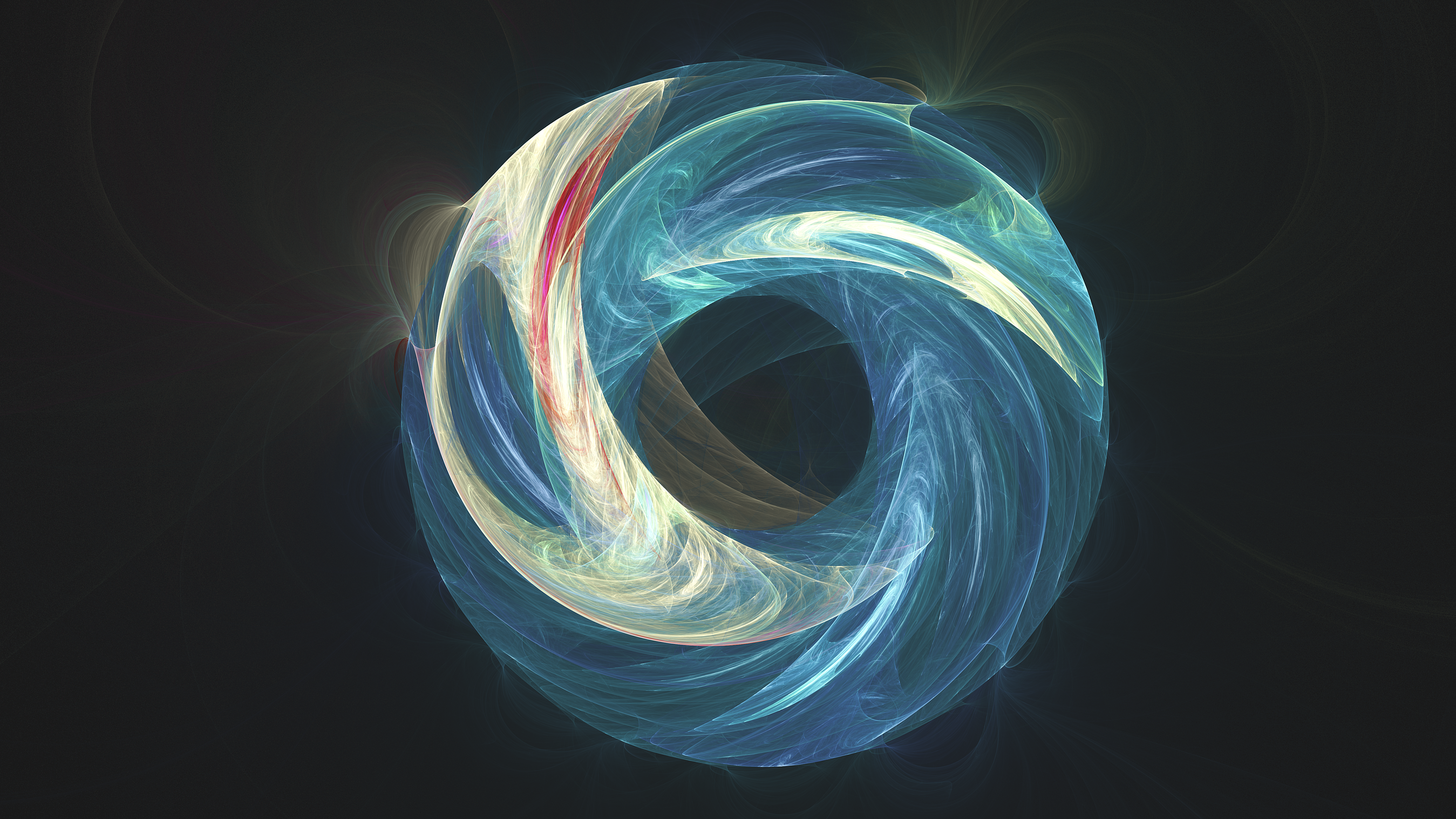 Abstract fractal torus with blue and yellow swirls HD Wallpaper