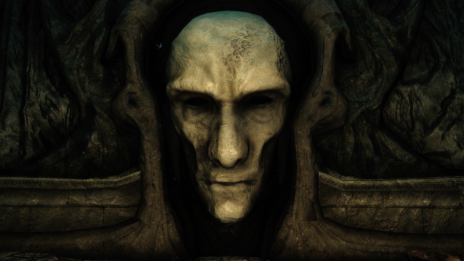 The Elder Scrolls V: Skyrim - Ancient Stone Face HD Wallpaper