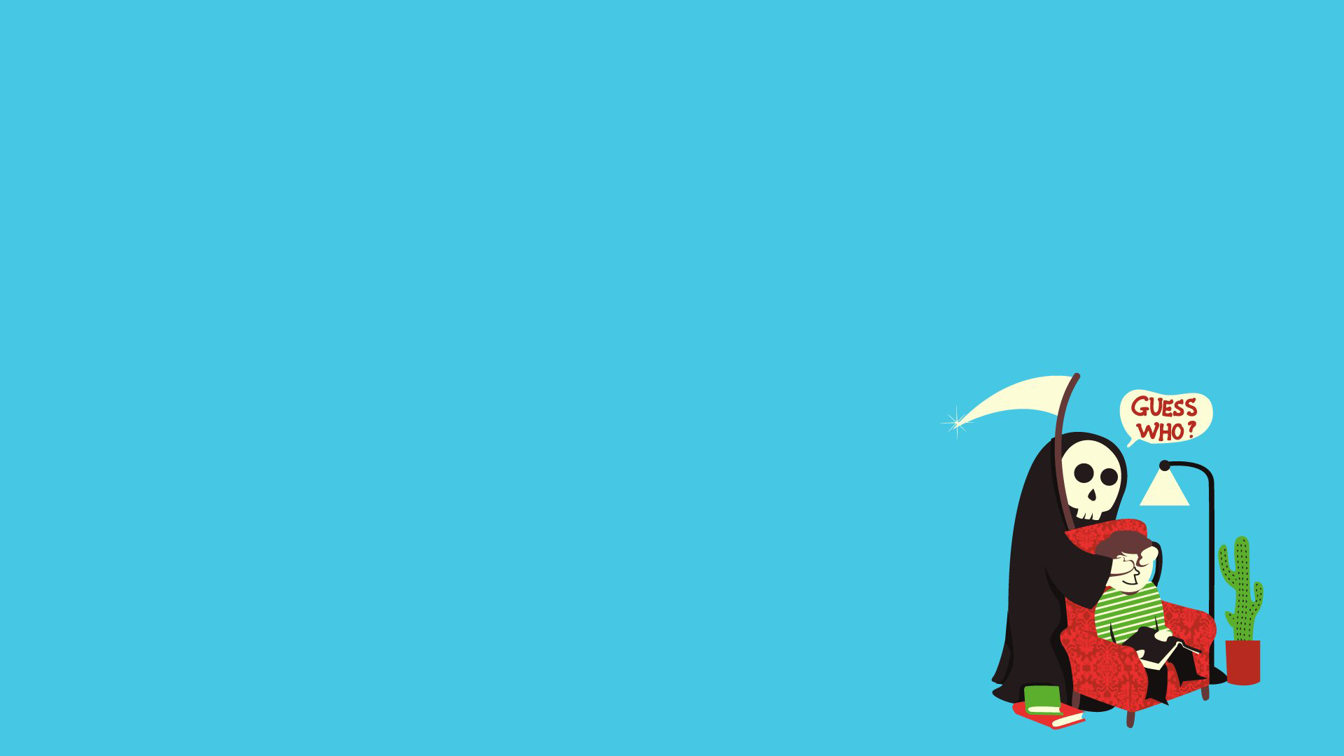 Grim Reaper with a person reading a book HD Wallpaper