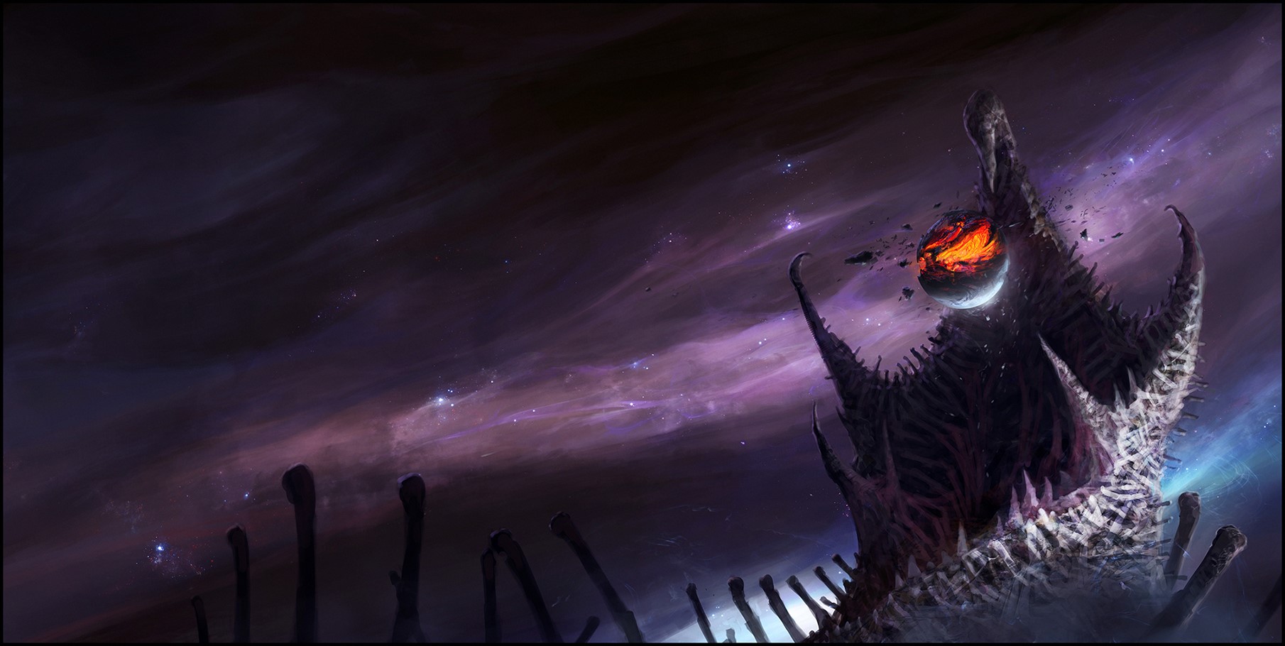 Cosmic entity devouring a planet HD Wallpaper