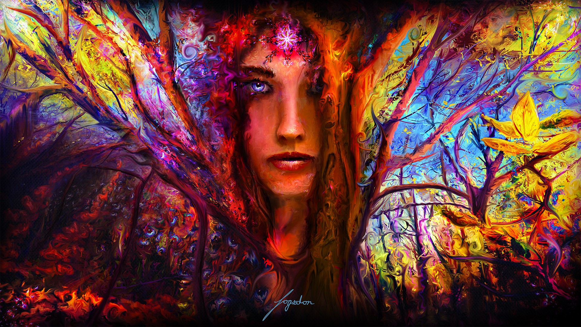 Psychedelic digital art by Audrey Logsdon HD Wallpaper