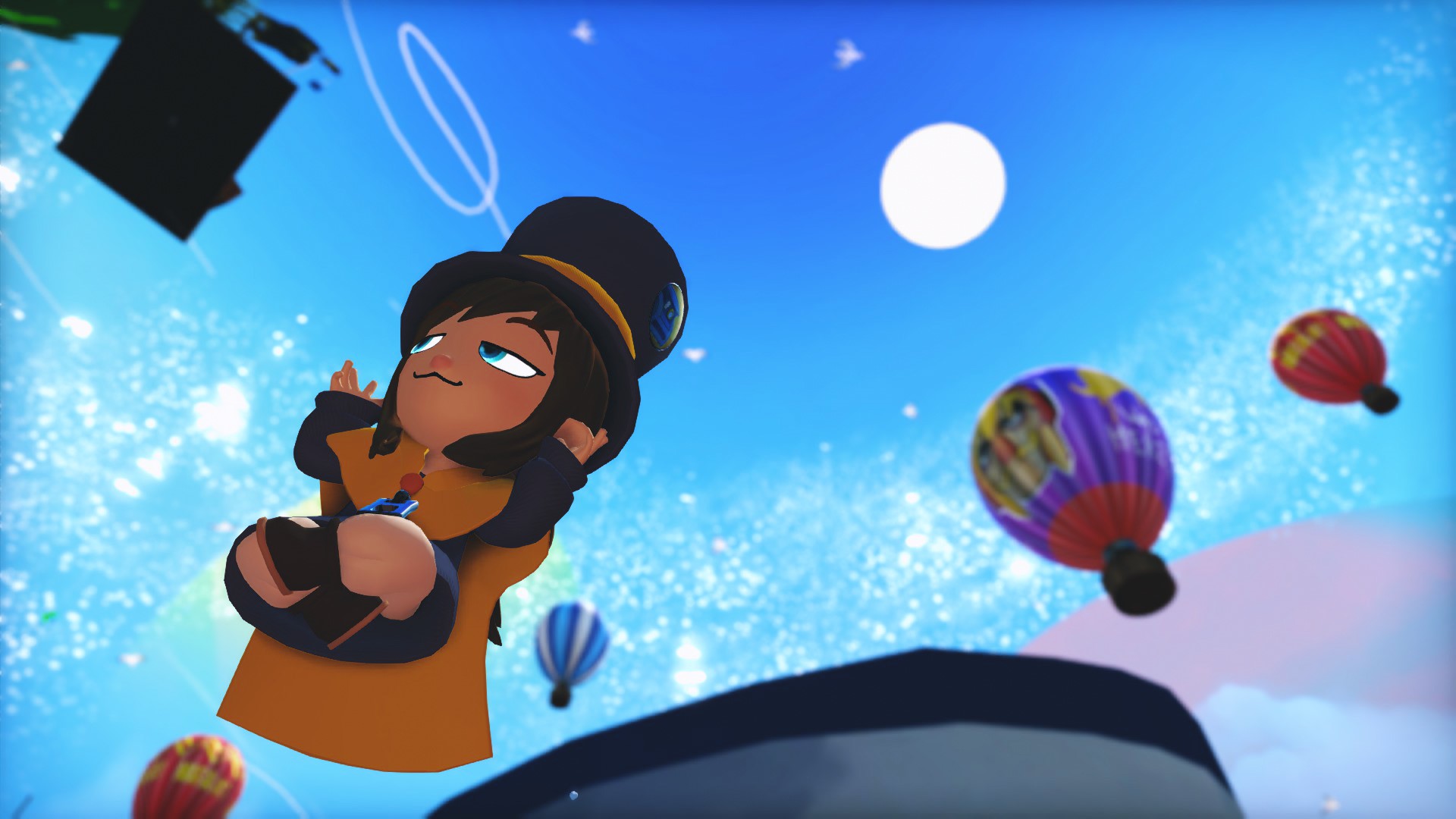 Hat Kid from A Hat in Time with hot air balloons HD Wallpaper