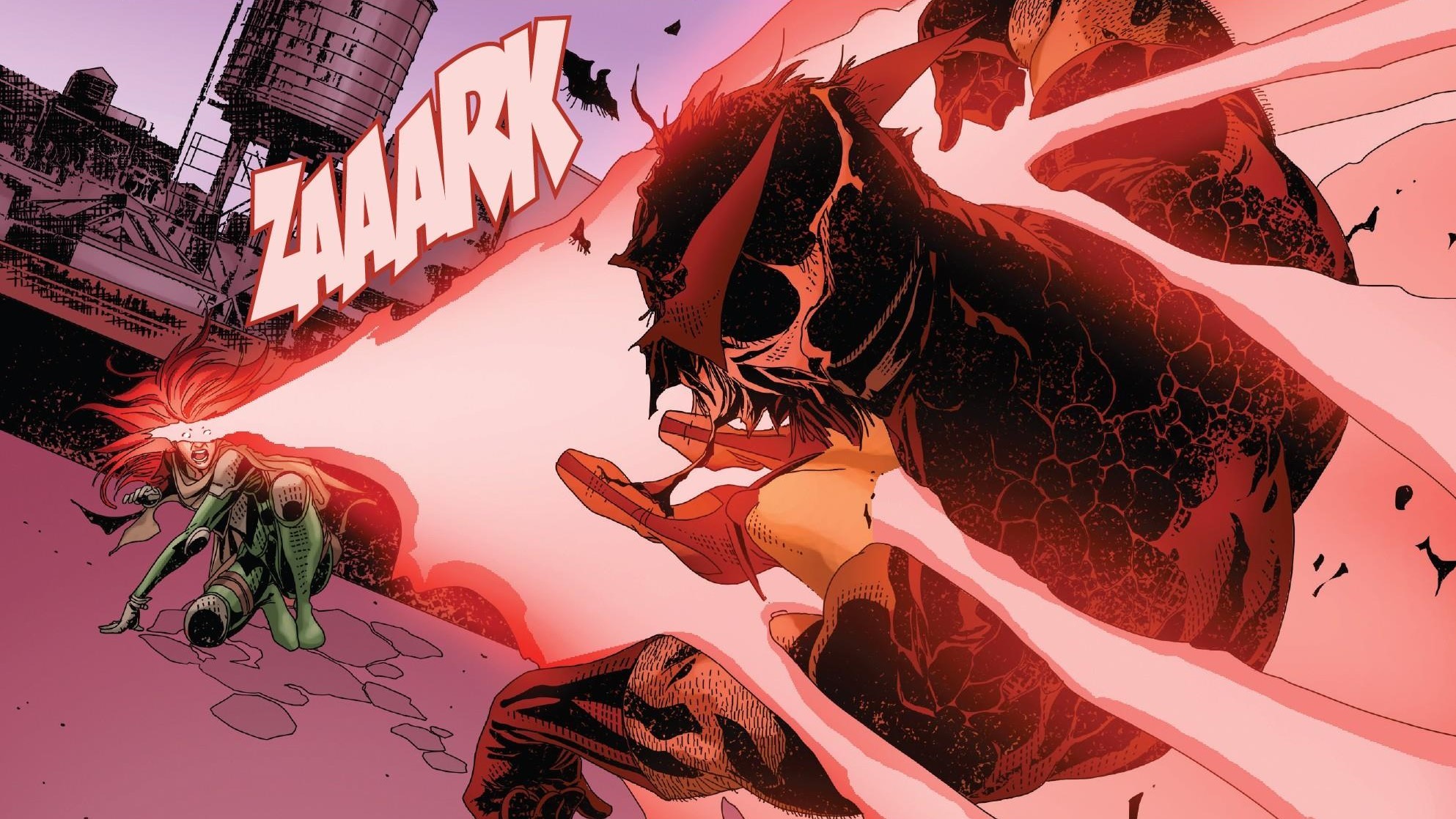 Jean Grey vs. a monstrous creature in Marvel Comics HD Wallpaper