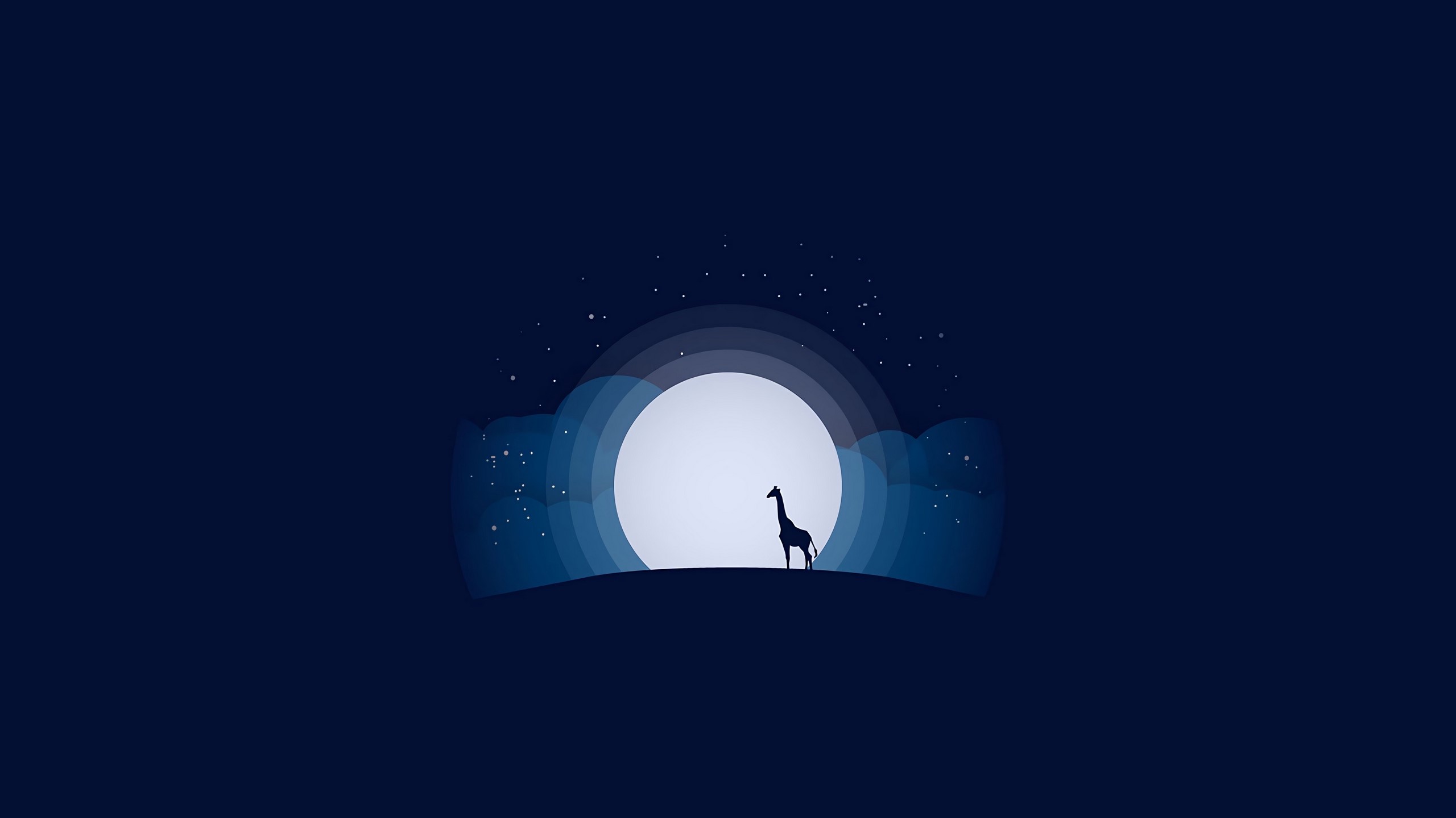 Minimalist night scene with giraffe under the moon HD Wallpaper