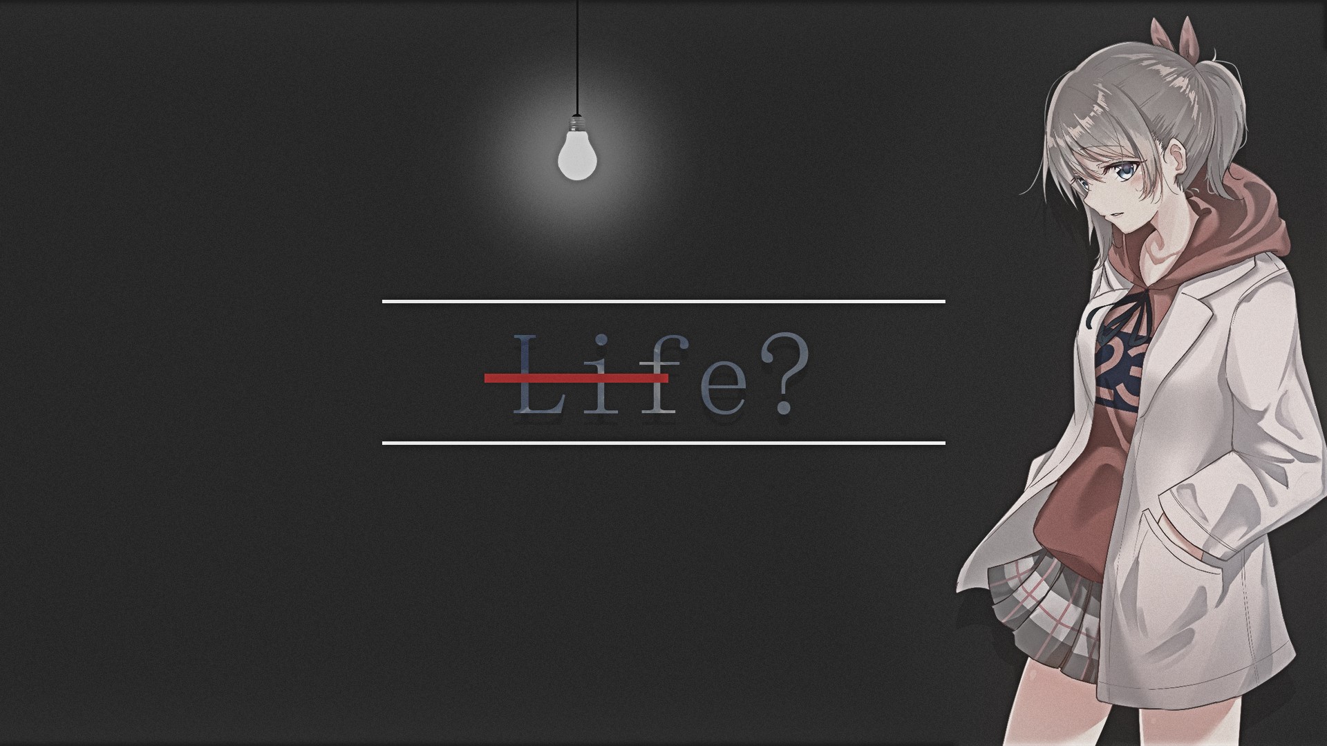Anime girl with text 'Life?' HD Wallpaper