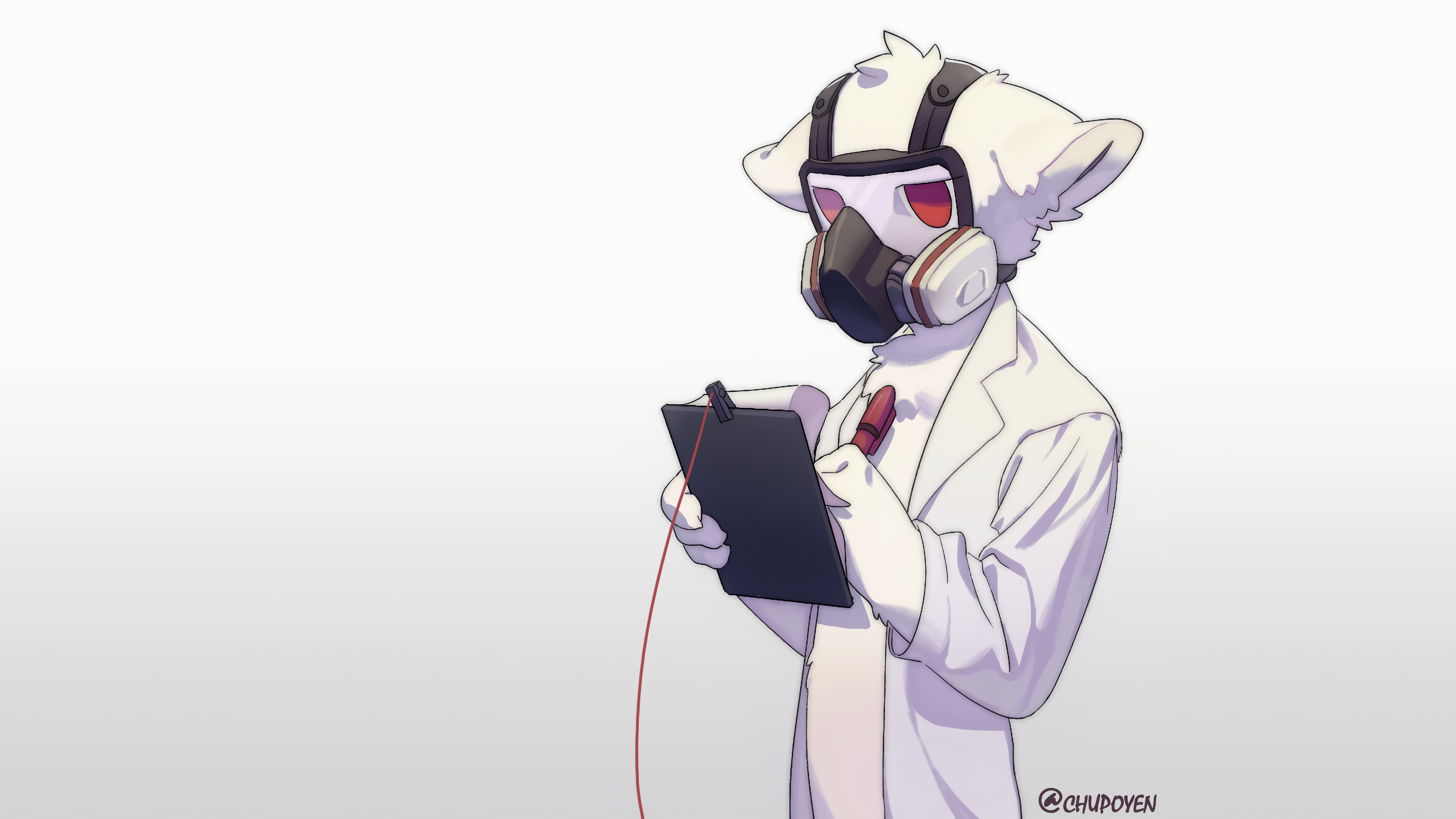 Anthro Character in Lab Coat and Mask 4K HD Wallpaper