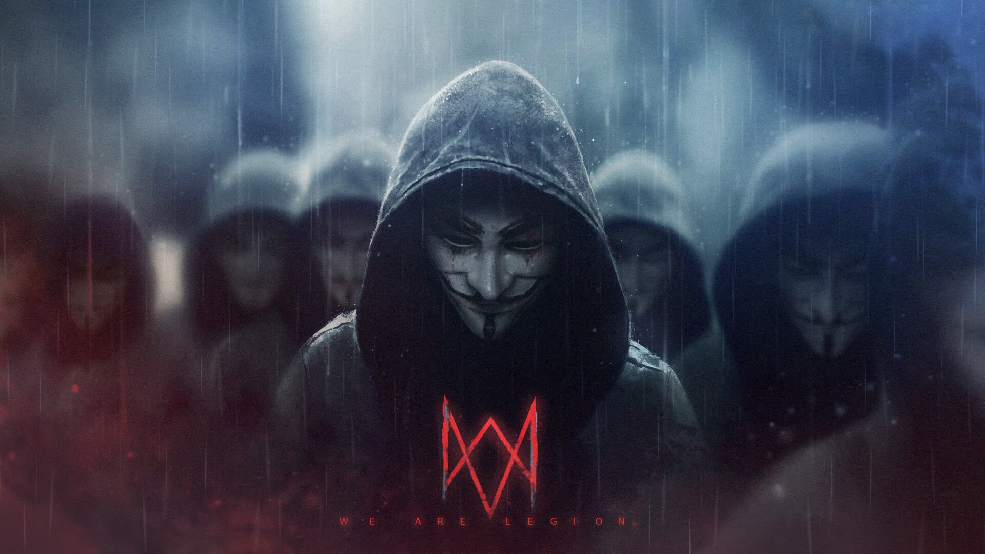 Legion Group in Dark Hooded Artwork HD Wallpaper