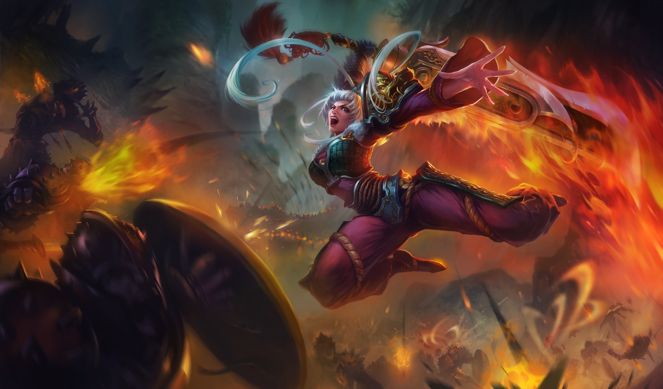 Riven from League of Legends in battle HD Wallpaper