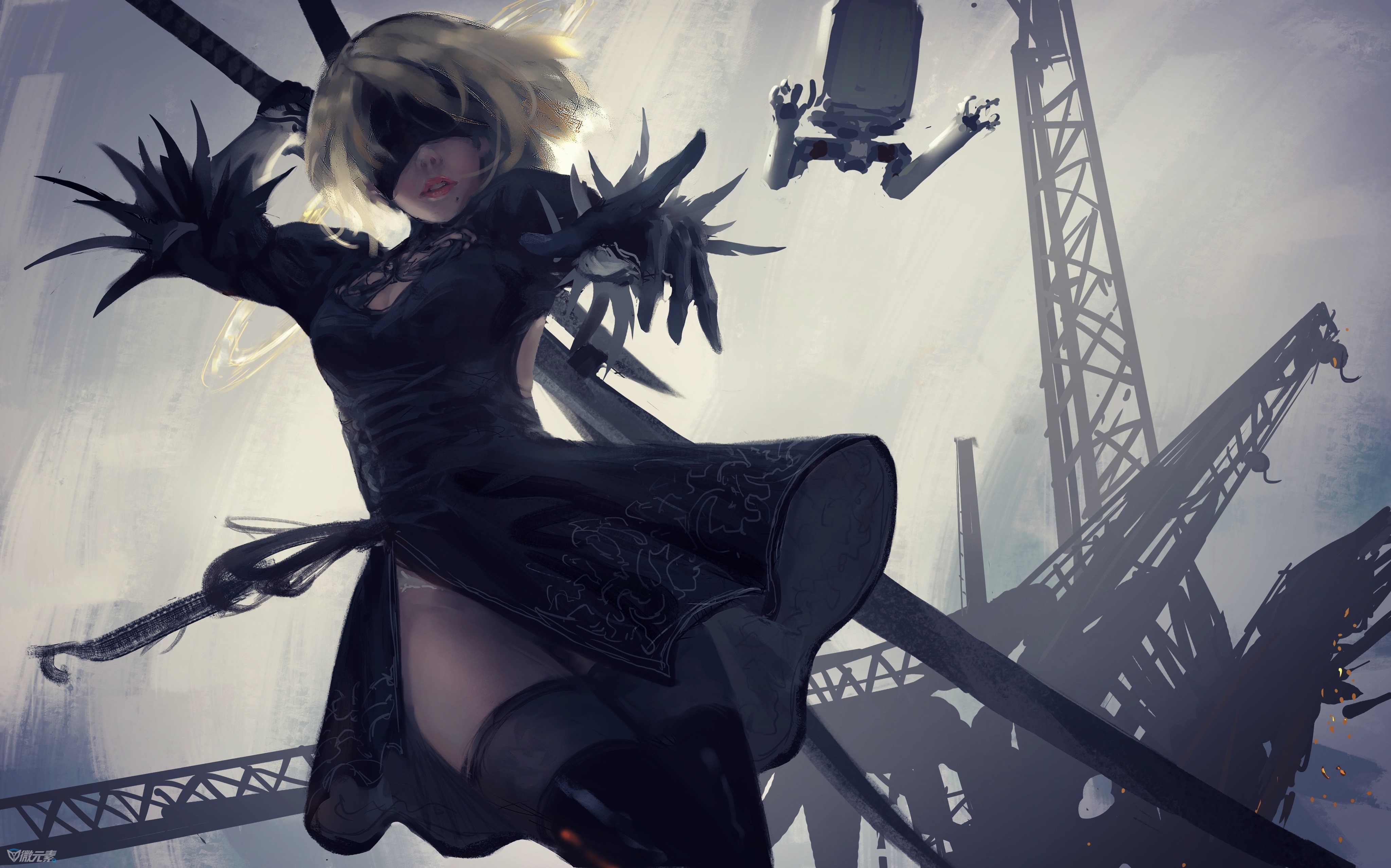 2B from Nier: Automata by WLOP HD Wallpaper