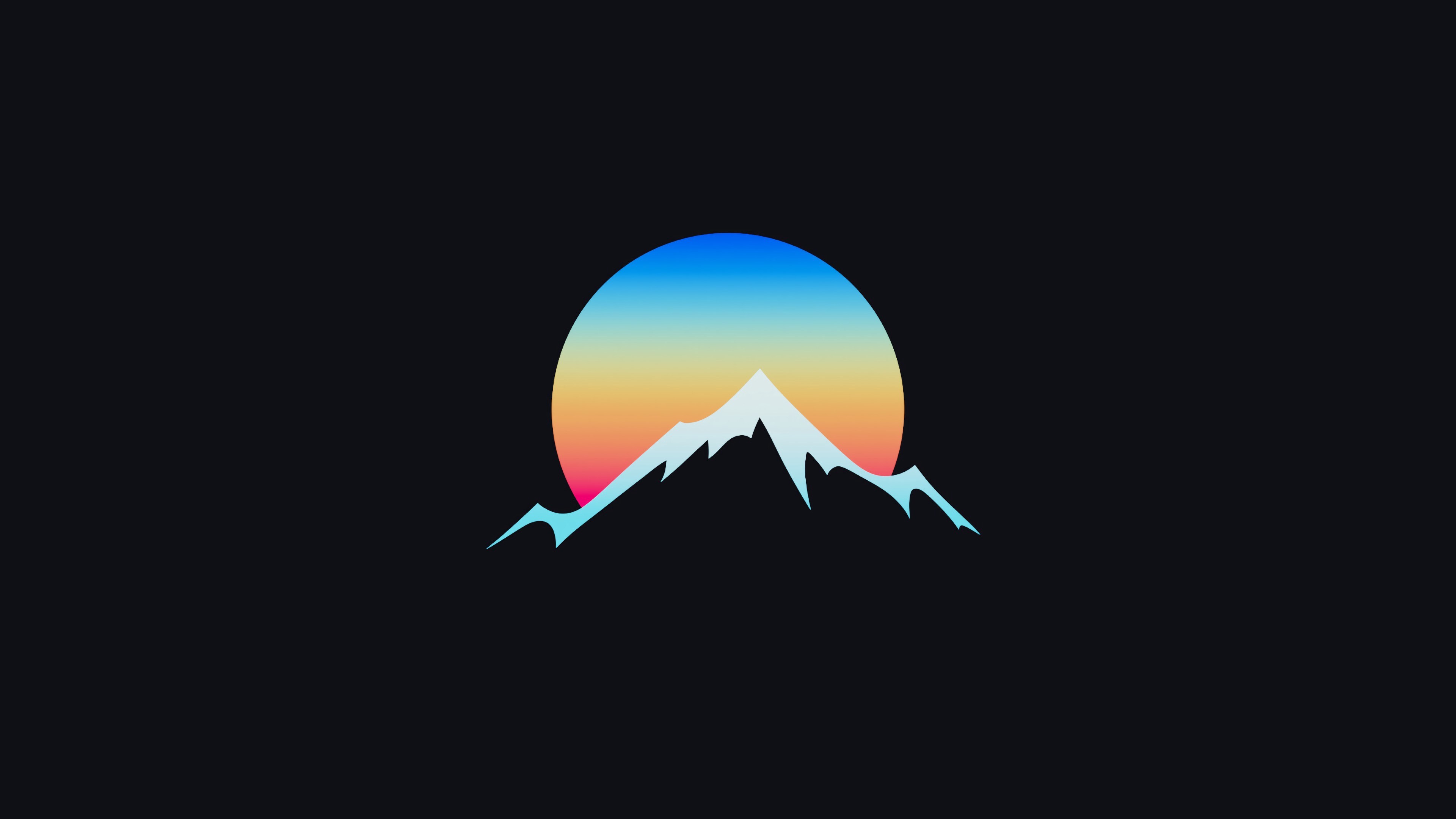 Mountains with a gradient sun HD Wallpaper