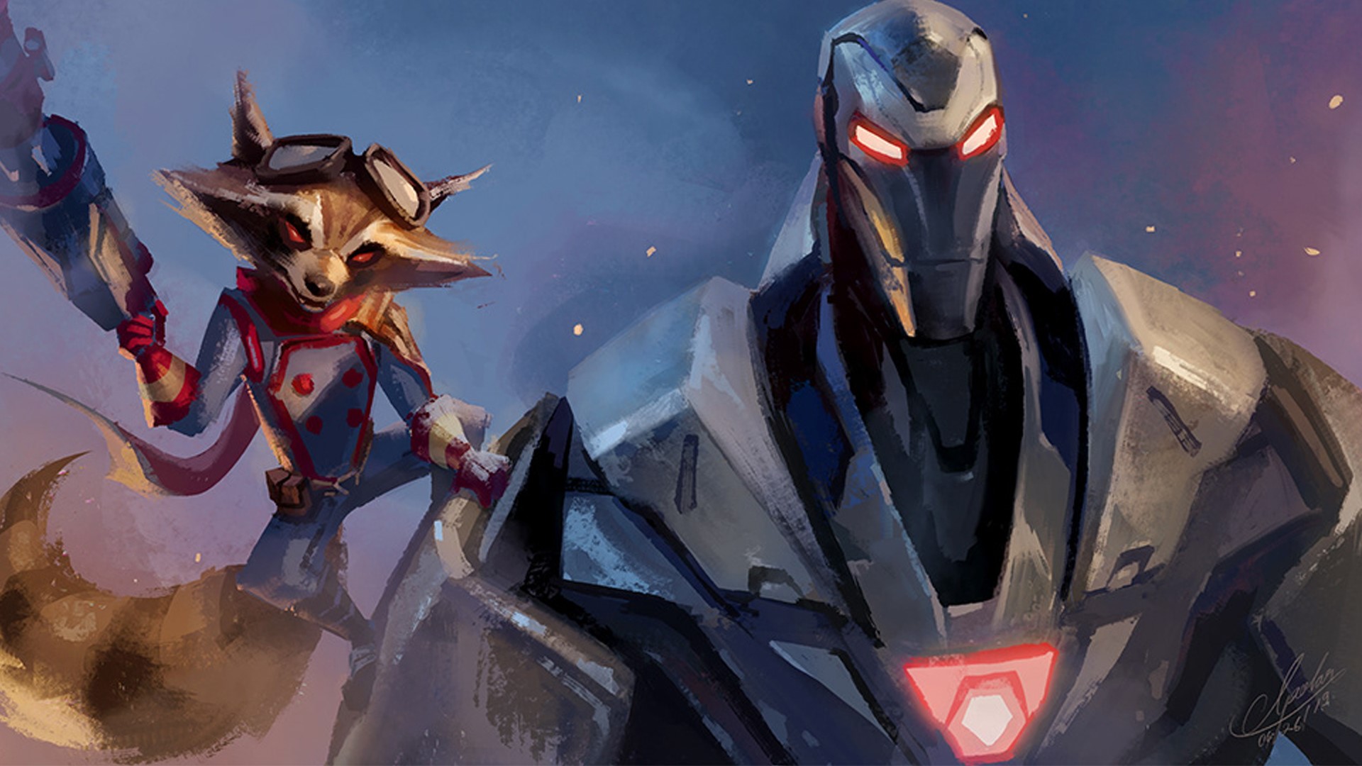 Rocket and War Machine from Marvel Cinematic Universe HD Wallpaper
